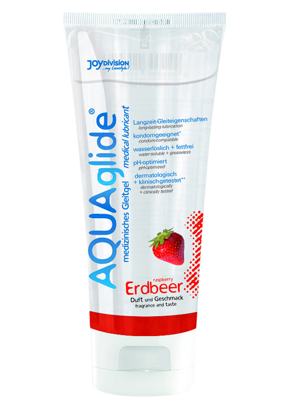 AquaGlide gel lubrifiant médical fraise pour un plaisir longue durée, compatible avec les préservatifs.; AquaGlide aardbei medisch glijmiddel voor langdurig plezier, condoom compatibel.; AquaGlide strawberry medical lubricant for long-lasting pleasure, condom compatible.