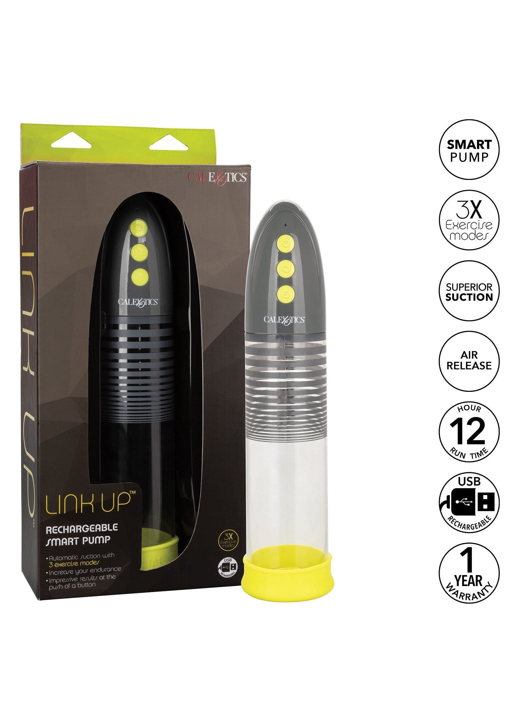 Pompe pénienne intelligente rechargeable Link Up pour une expérience stimulante et contrôlée. Garantie 1 an.; Link Up oplaadbare, slimme penispomp voor een stimulerende en gecontroleerde ervaring. 1 jaar garantie.; Link Up rechargeable smart penis pump for a stimulating and controlled experience. 1 year warranty.
