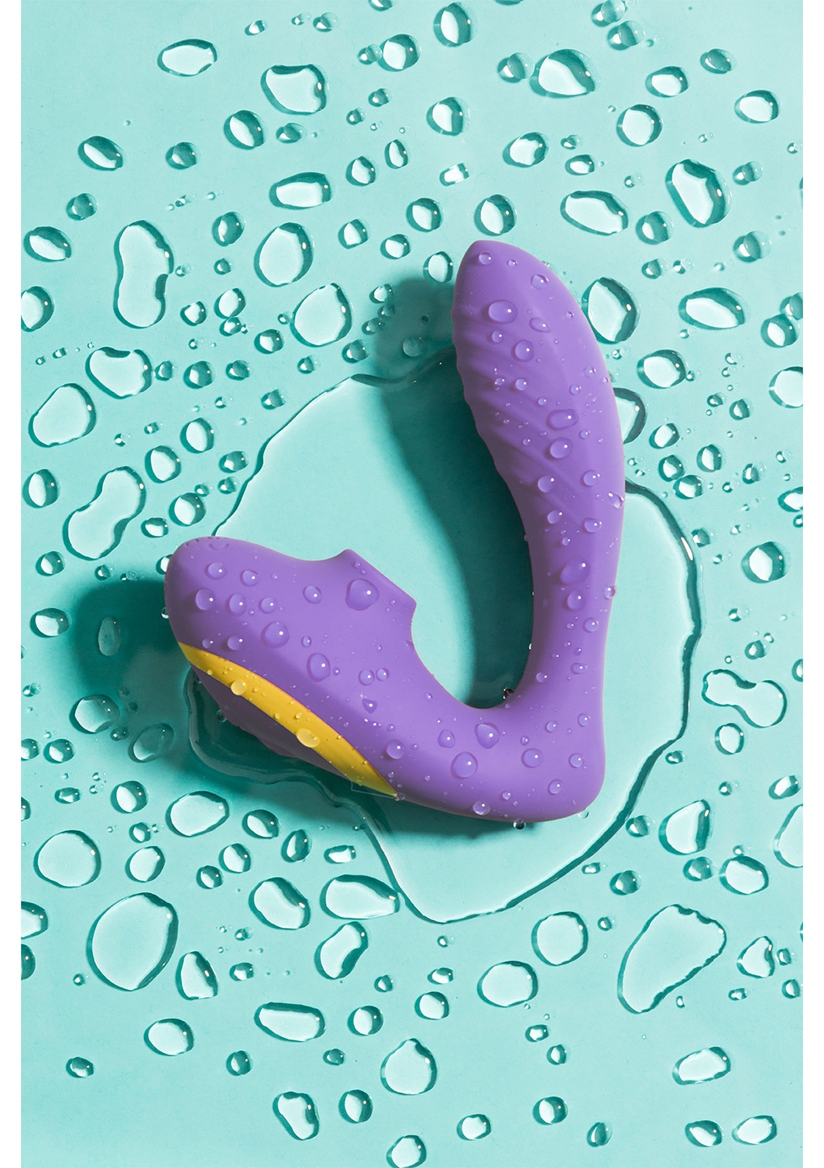 Vibromasseur double purple étanche pour un plaisir aquatique.; Waterdichte dubbele vibrator in paars voor aquatisch plezier.; Waterproof purple double vibrator for aquatic pleasure.