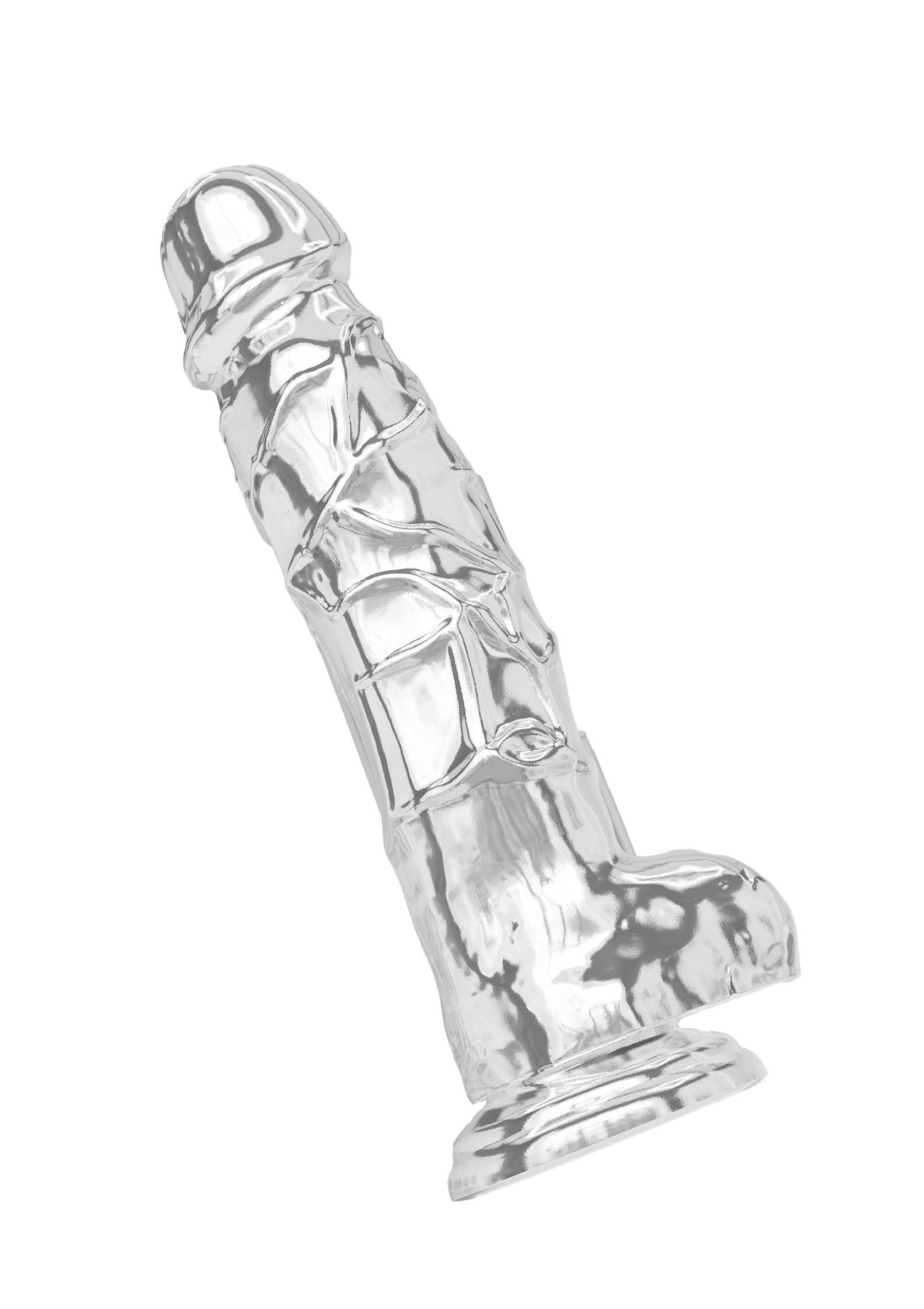 Gode texturé argenté pour plaisir intense. Découvrez notre sélection de jouets pour adultes.; Zilveren dildo met textuur voor intens genot. Ontdek onze selectie seksspeeltjes voor volwassenen.; Textured silver dildo for intense pleasure. Discover our selection of adult toys.