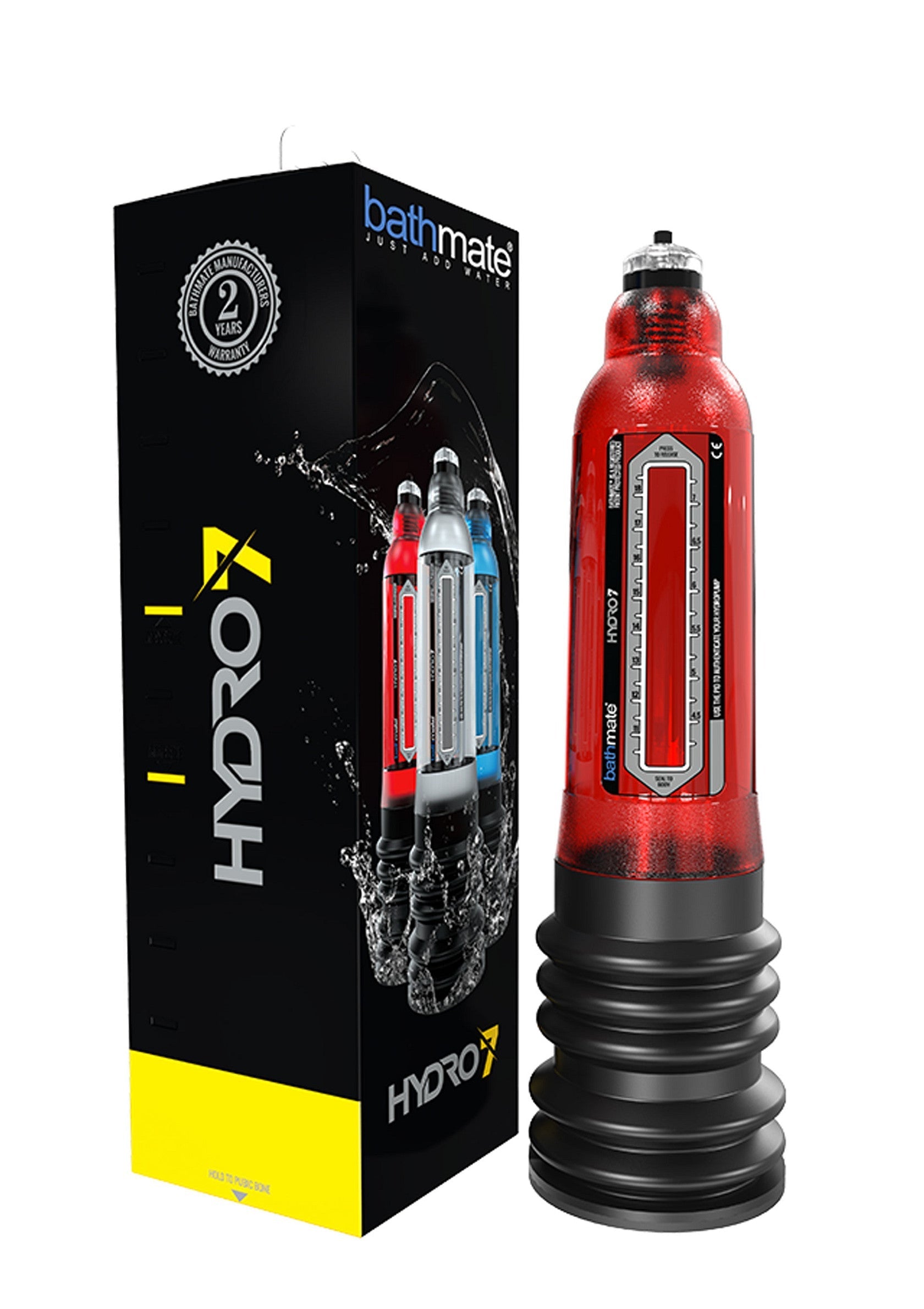 Bathmate Hydro7, pompe à pénis hydraulique pour augmenter la taille et améliorer les performances.; Bathmate Hydro7, waterpomp voor penisvergroting en verbeterde prestaties.; Bathmate Hydro7, hydro penis pump for penis enlargement and enhanced performance.