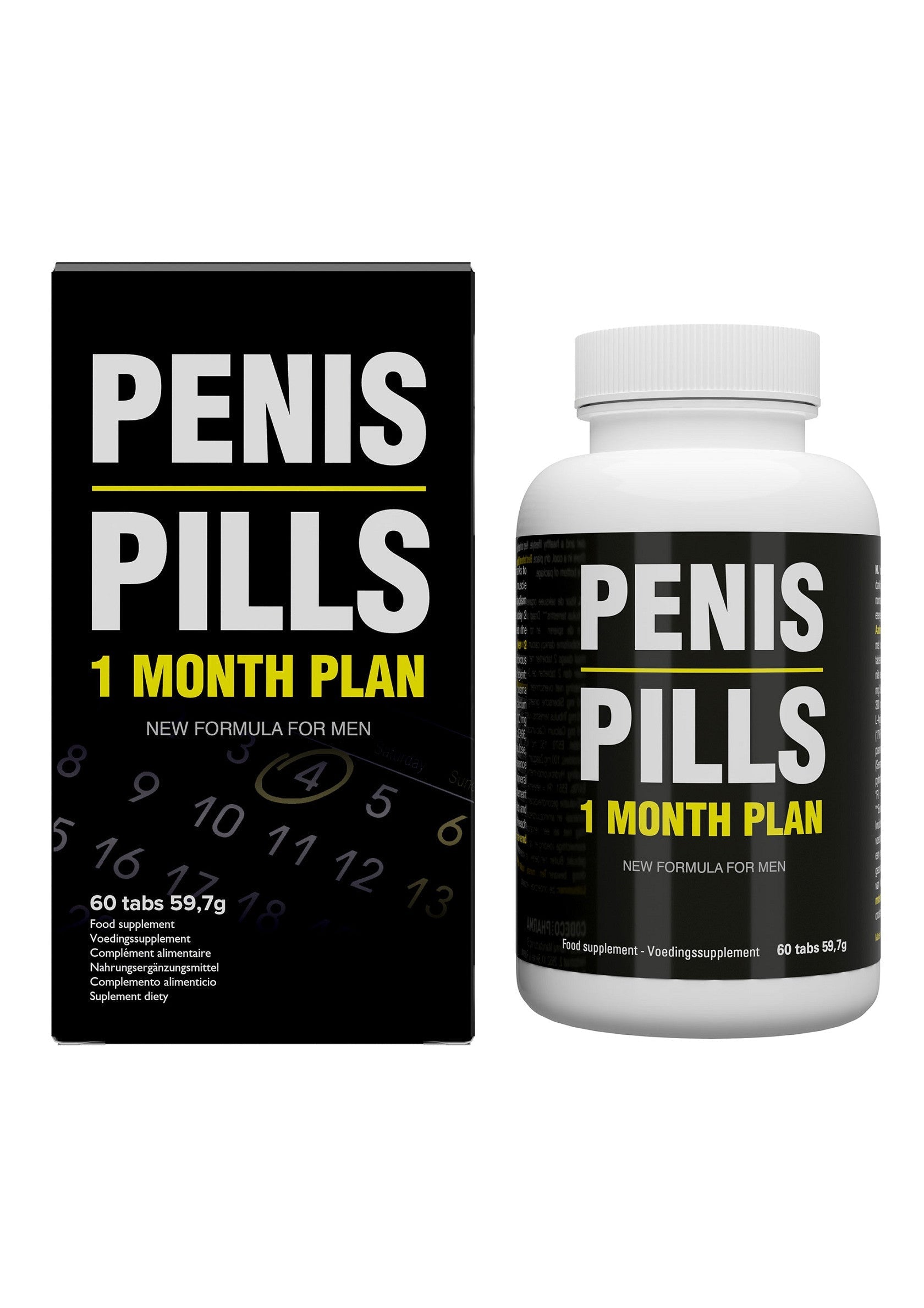 Pilules pour hommes pour un plan d'un mois. Nouvelle formule pour hommes.; Pillen voor mannen voor een plan van 1 maand. Nieuwe formule voor mannen.; Men's pills for a 1-month plan. New formula for men.