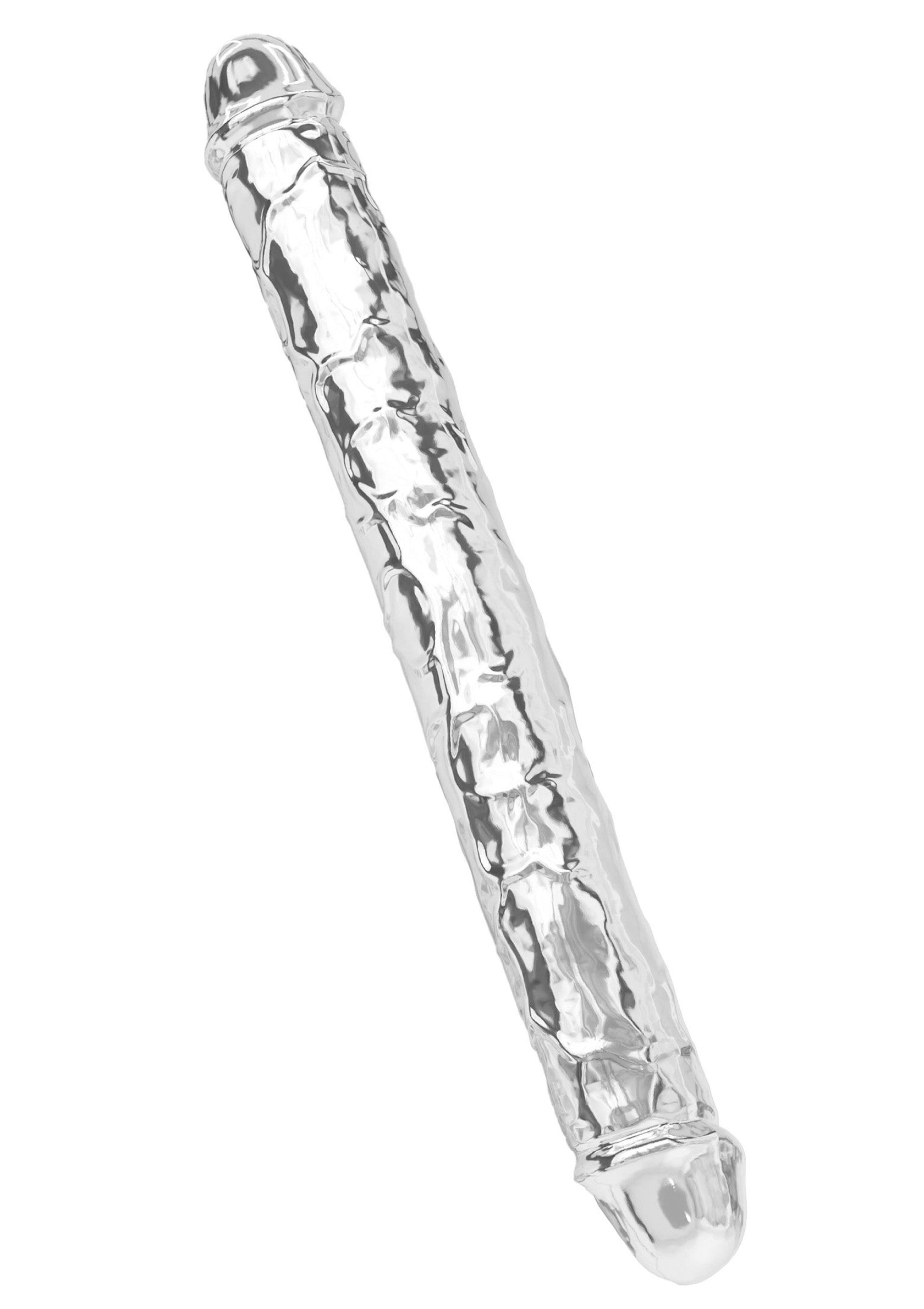 Plaisir intense garanti avec ce gode texturé argenté. Sensations uniques et stimulation assurée.; Intens genot gegarandeerd met deze zilverkleurige, getextureerde dildo. Unieke sensaties en stimulatie verzekerd.; Intense pleasure guaranteed with this silver textured dildo. Unique sensations and stimulation assured.