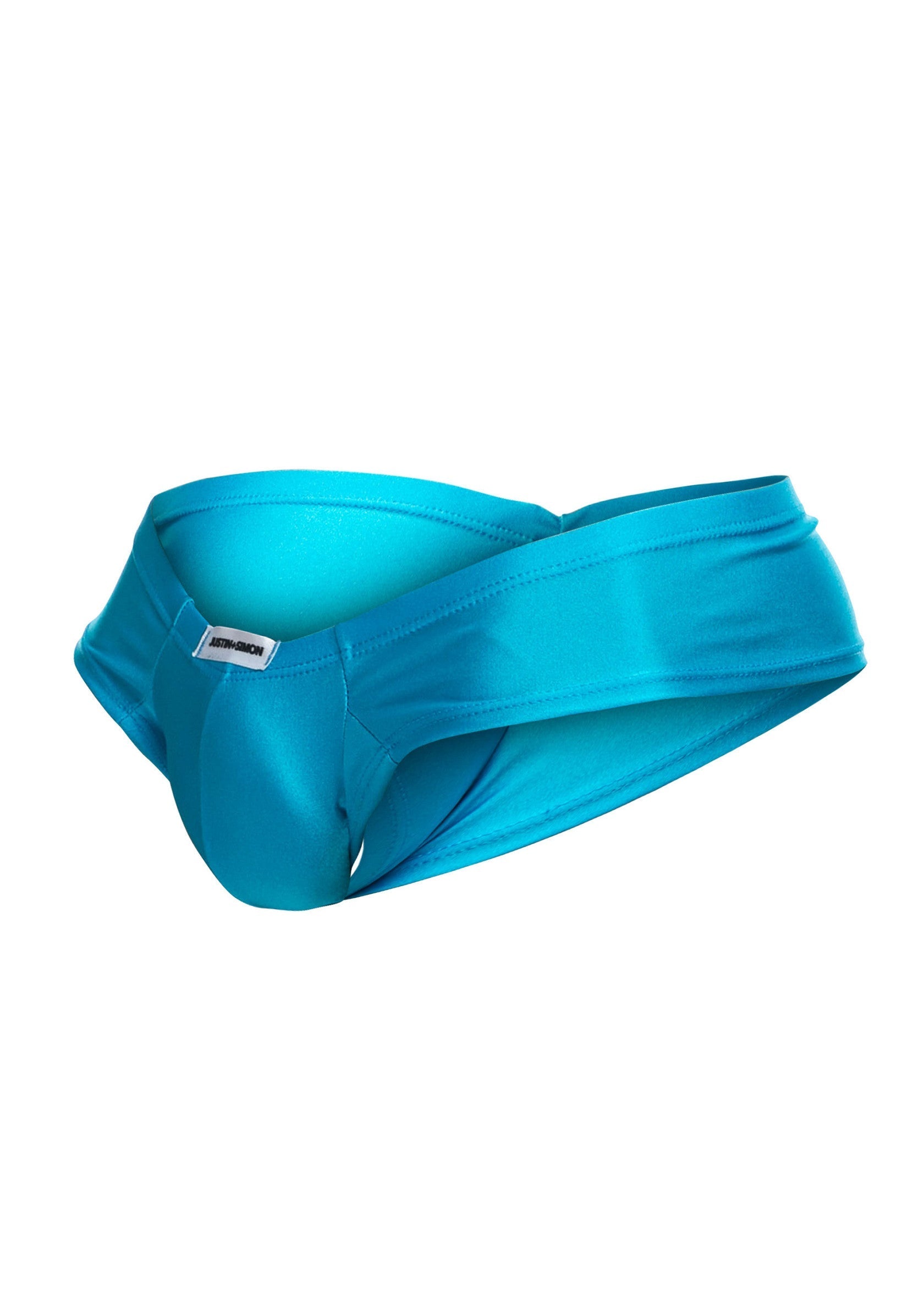 Slip de bain turquoise pour homme, coupe échancrée et confort optimal.; Turquoise heren zwemslip, lage snit en optimaal comfort.; Turquoise men's swim briefs, low cut and optimal comfort.