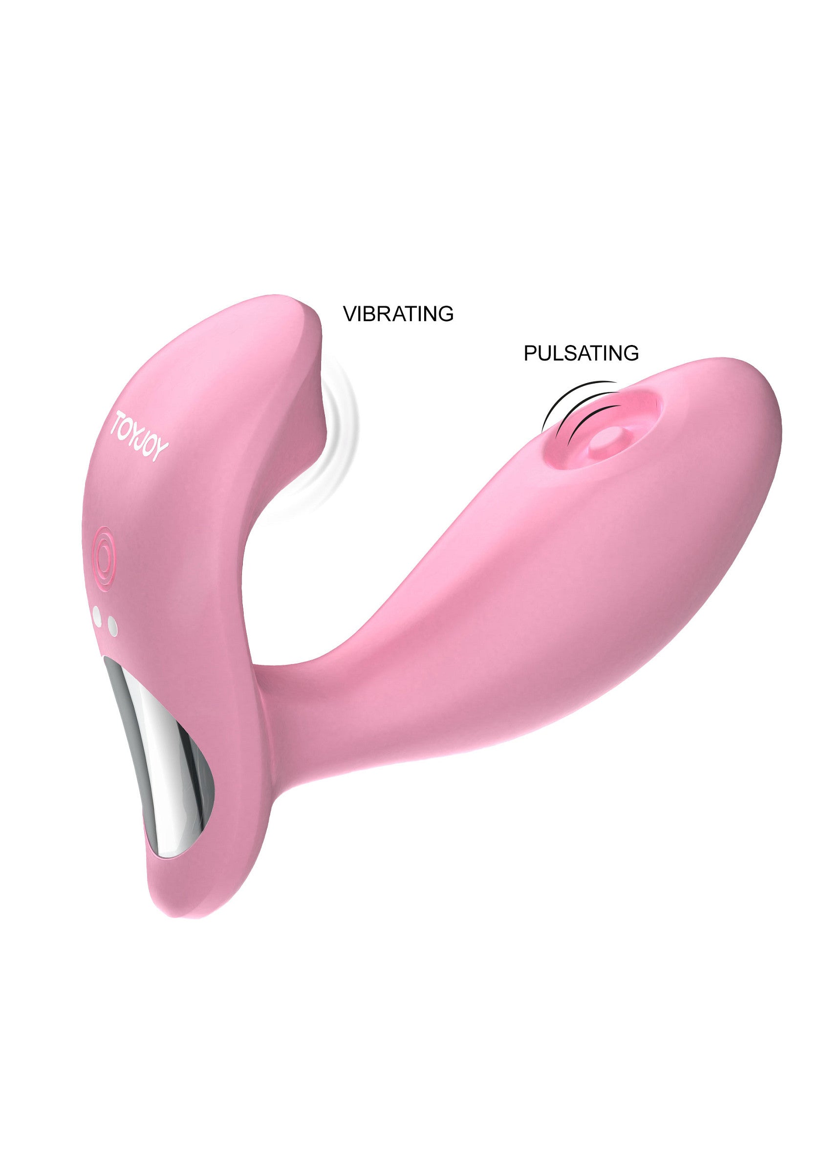 Vibromasseur rose vibrant et pulsant pour le plaisir intime.; Roze vibrerende en pulserende vibrator voor intiem plezier.; Pink vibrating and pulsating vibrator for intimate pleasure.