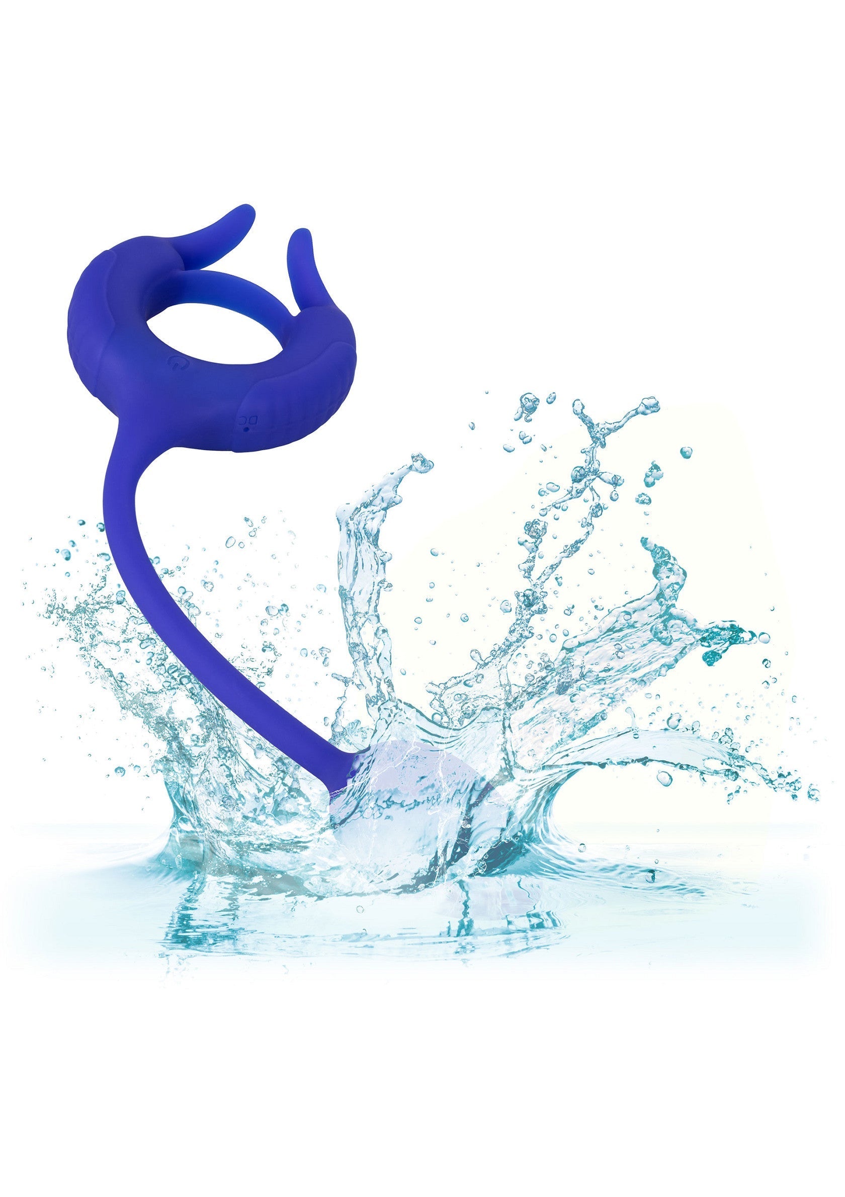 Jouet sexuel bleu avec un effet d'eau éclaboussante pour une expérience intense.; Blauw seksspeeltje met een opspattend water effect voor een intense ervaring.; Blue sex toy with splashing water effect for an intense experience.