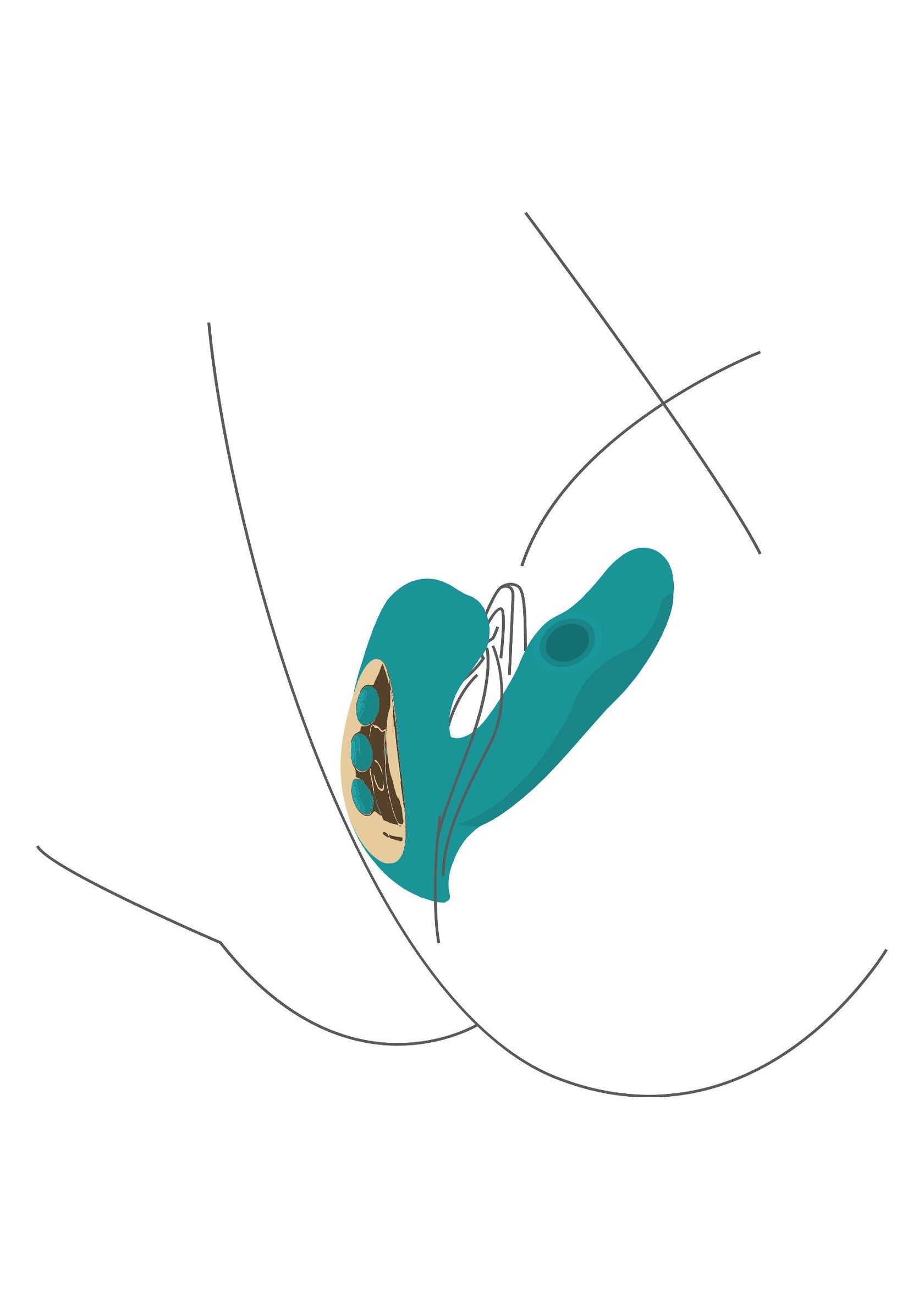 Vibromasseur clitoridien turquoise pour le plaisir féminin. Jouet intime étanche et rechargeable.; Turkooise clitoris vibrator voor vrouwelijk genot. Waterdicht en oplaadbaar intiem speeltje.; Teal clitoral vibrator for female pleasure. Waterproof and rechargeable intimate toy.