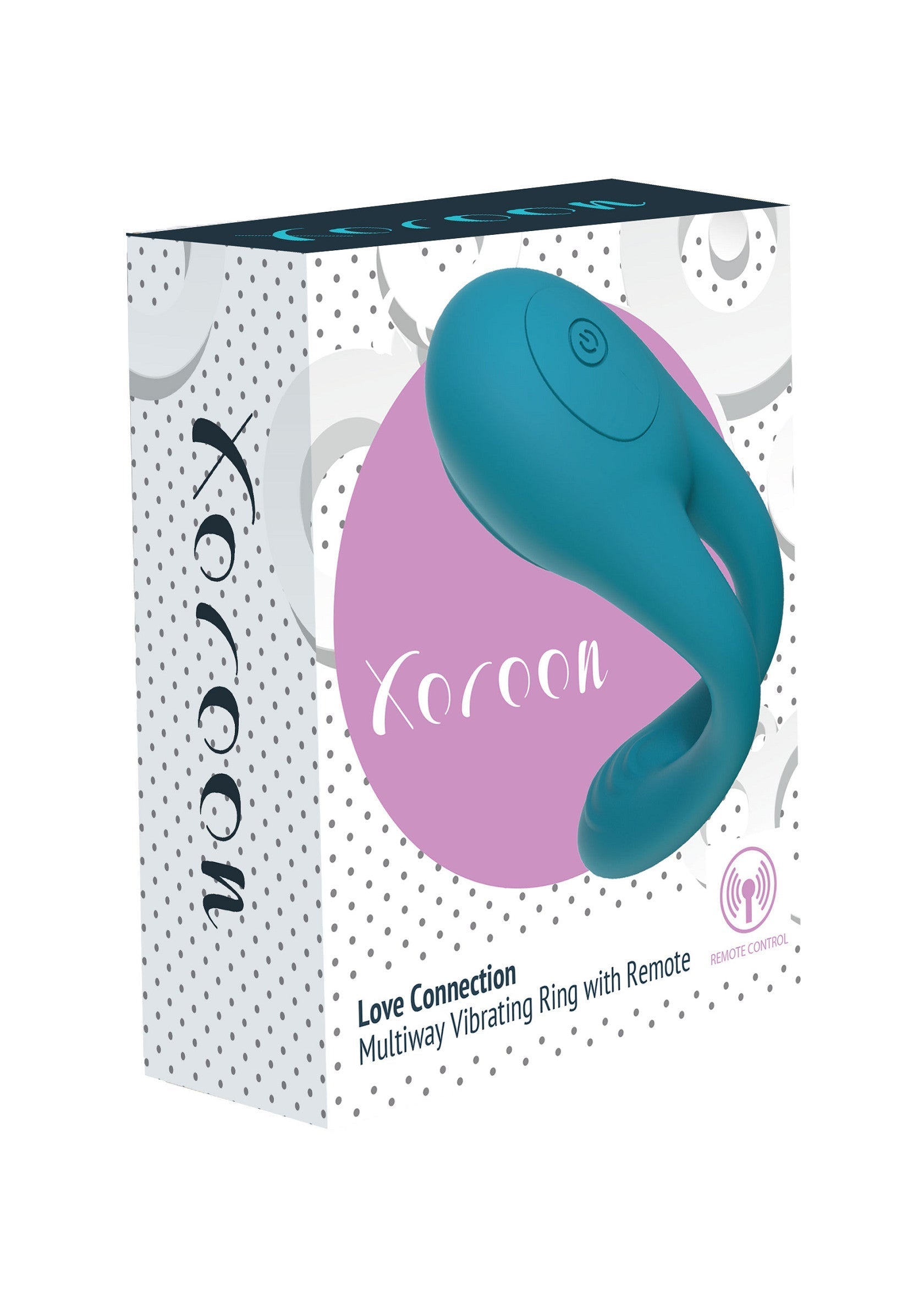 Anneau vibrant multi-positions Koroon avec télécommande pour une connexion amoureuse intense.; Koroon Multiway Vibrerende Ring met Afstandsbediening voor een intense liefdesconnectie.; Koroon Multiway Vibrating Ring with Remote for an intense love connection.
