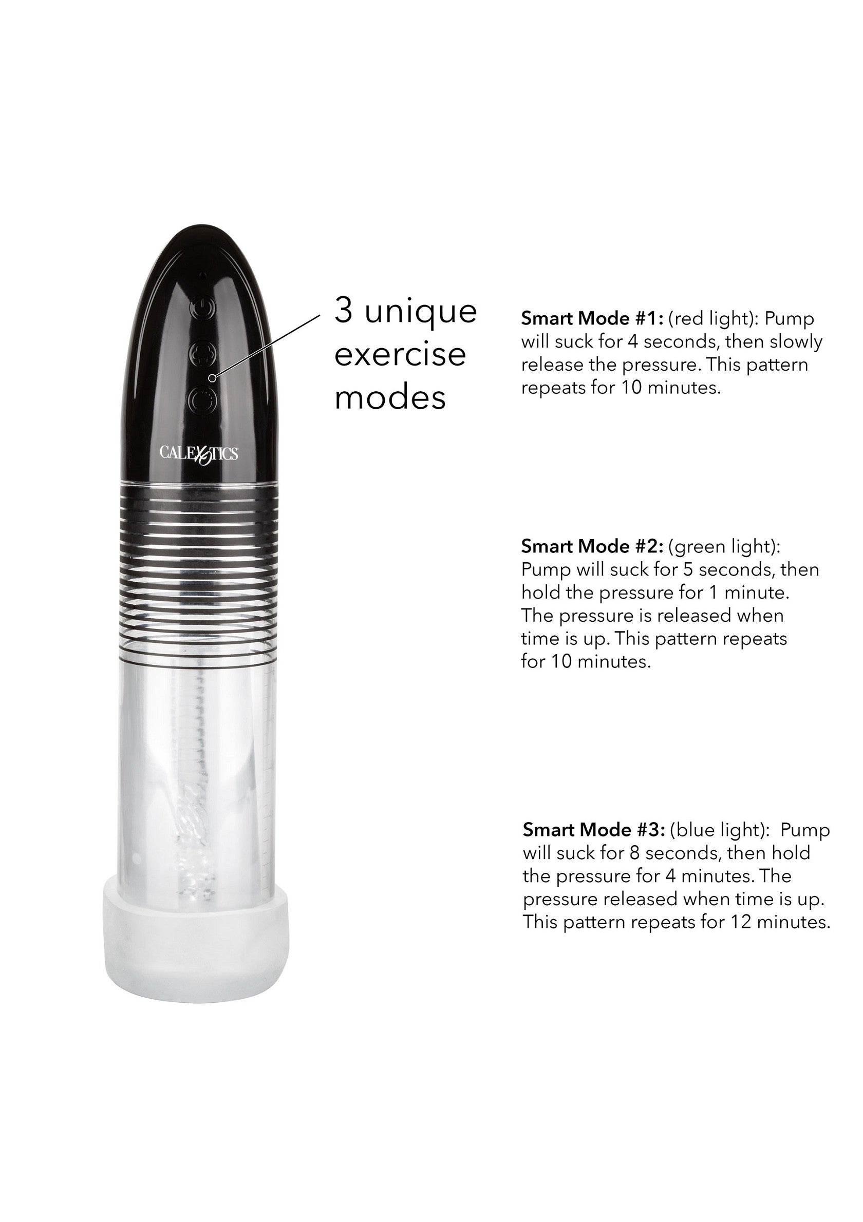 Dispositif d'entraînement masculin avec 3 modes uniques pour une expérience personnalisée.; Manlijk trainingsapparaat met 3 unieke modi voor een gepersonaliseerde ervaring.; Male exercise device with 3 unique modes for a customized experience.