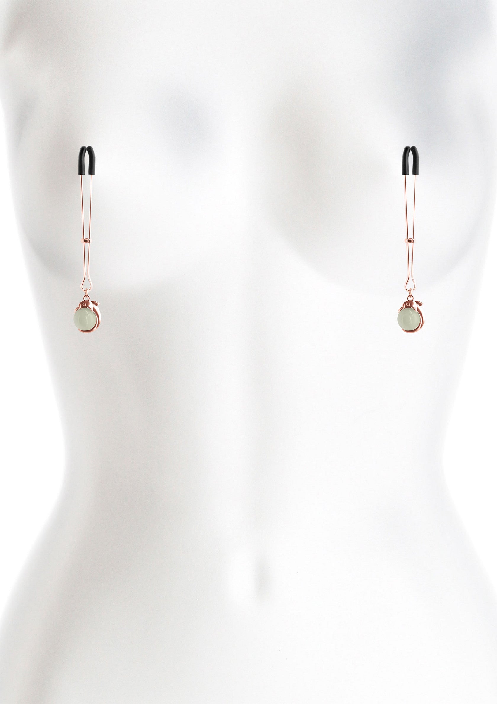 Pinces à tétons ornées, pour un plaisir raffiné et sensuel.; Nippelklemmen met ornamenten, voor verfijnd en sensueel plezier.; Ornamented nipple clamps for refined, sensual pleasure.