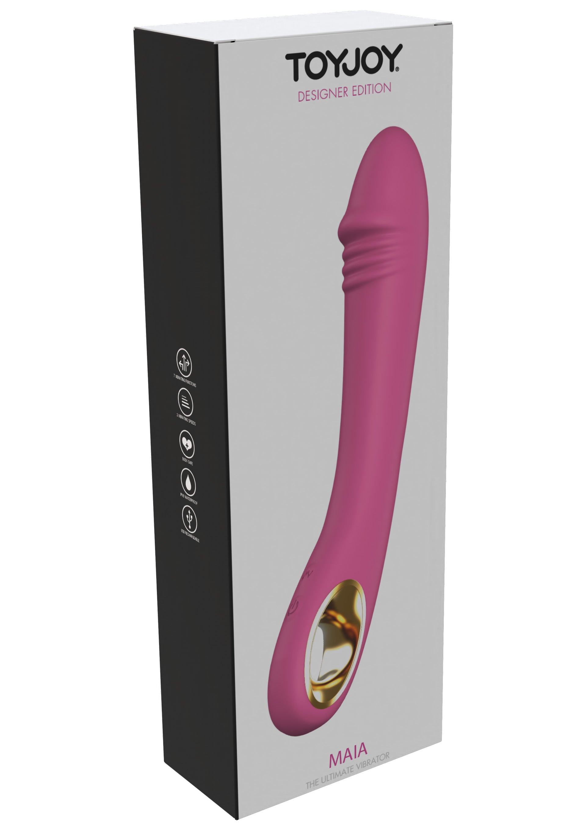 ToyJoy Maia Designer Edition. Vibrateur rose luxueux pour des moments intimes.; ToyJoy Maia Designer Edition. Luxe roze vibrator voor intieme momenten.; ToyJoy Maia Designer Edition. Luxurious pink vibrator for intimate moments.