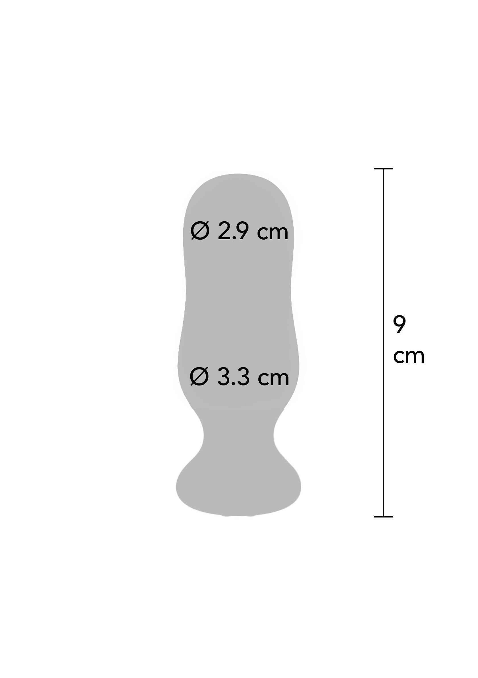 Dimensions du produit: 9 cm de longueur, diamètre de 2.9 cm en haut et 3.3 cm en bas.; Productafmetingen: 9 cm lang, diameter van 2.9 cm aan de bovenkant en 3.3 cm aan de onderkant.; Product dimensions: 9 cm long, diameter of 2.9 cm at the top and 3.3 cm at the bottom.