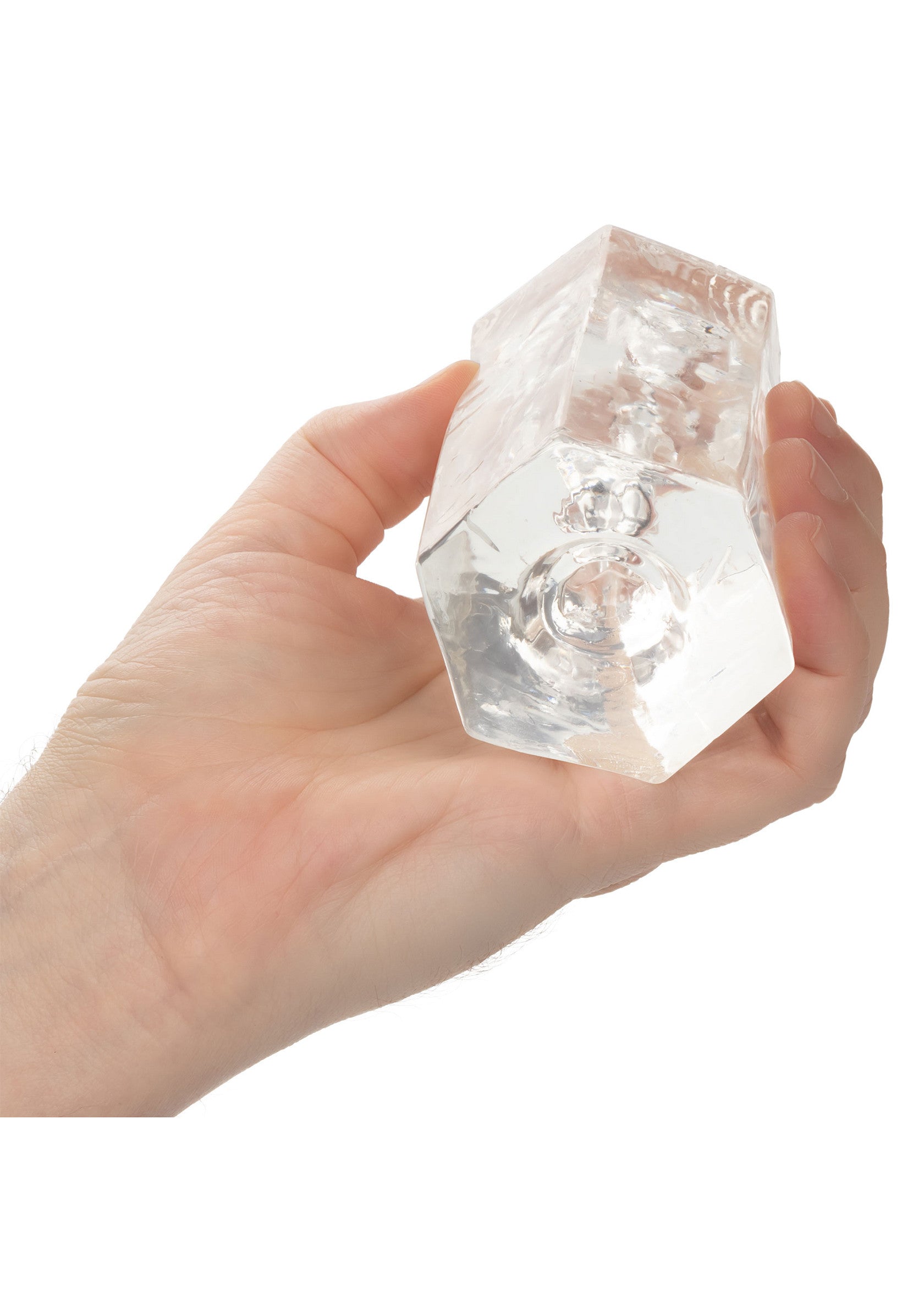 Cristal décoratif tenu dans une main. Idéal pour la décoration intérieure ou les cadeaux.; Decoratief kristal in een hand. Perfect voor interieurdecoratie of als cadeau.; Decorative crystal held in hand. Ideal for home decor or gifts.