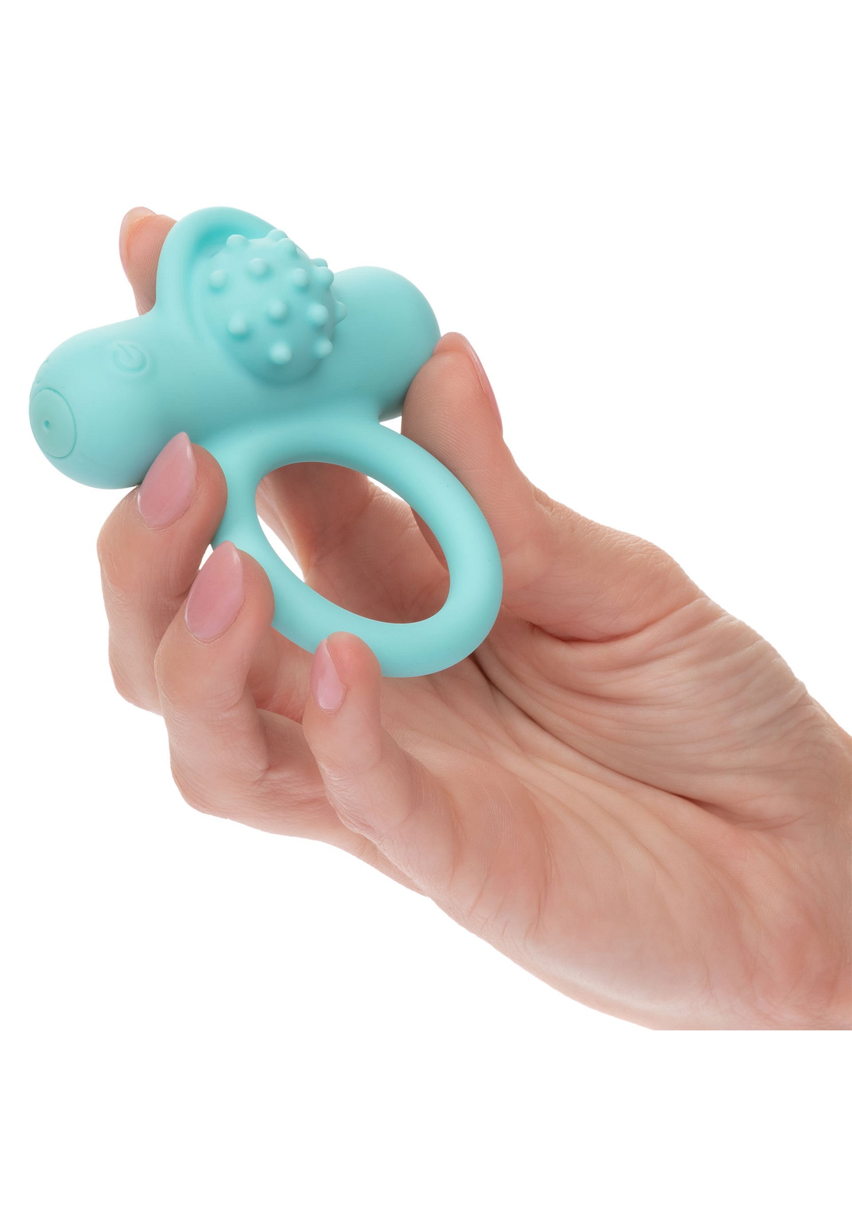 Anneau vibrant bleu turquoise pour homme, pour des sensations intenses.; Turkooise vibrerende penisring voor mannen, voor intense sensaties.; Teal vibrating cock ring for men, for intense sensations.