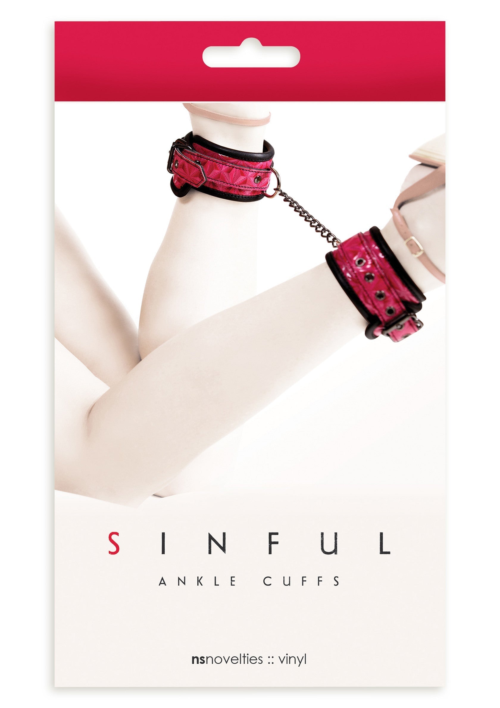 Menottes de cheville Sinful : accessoires coquins pour pimenter votre vie amoureuse. Découvrez le plaisir de la soumission !; Sinful enkelboeien: speelse accessoires om uw liefdesleven te verrijken. Ontdek het plezier van onderwerping!; Sinful ankle cuffs: playful accessories to spice up your love life. Discover the pleasure of submission!