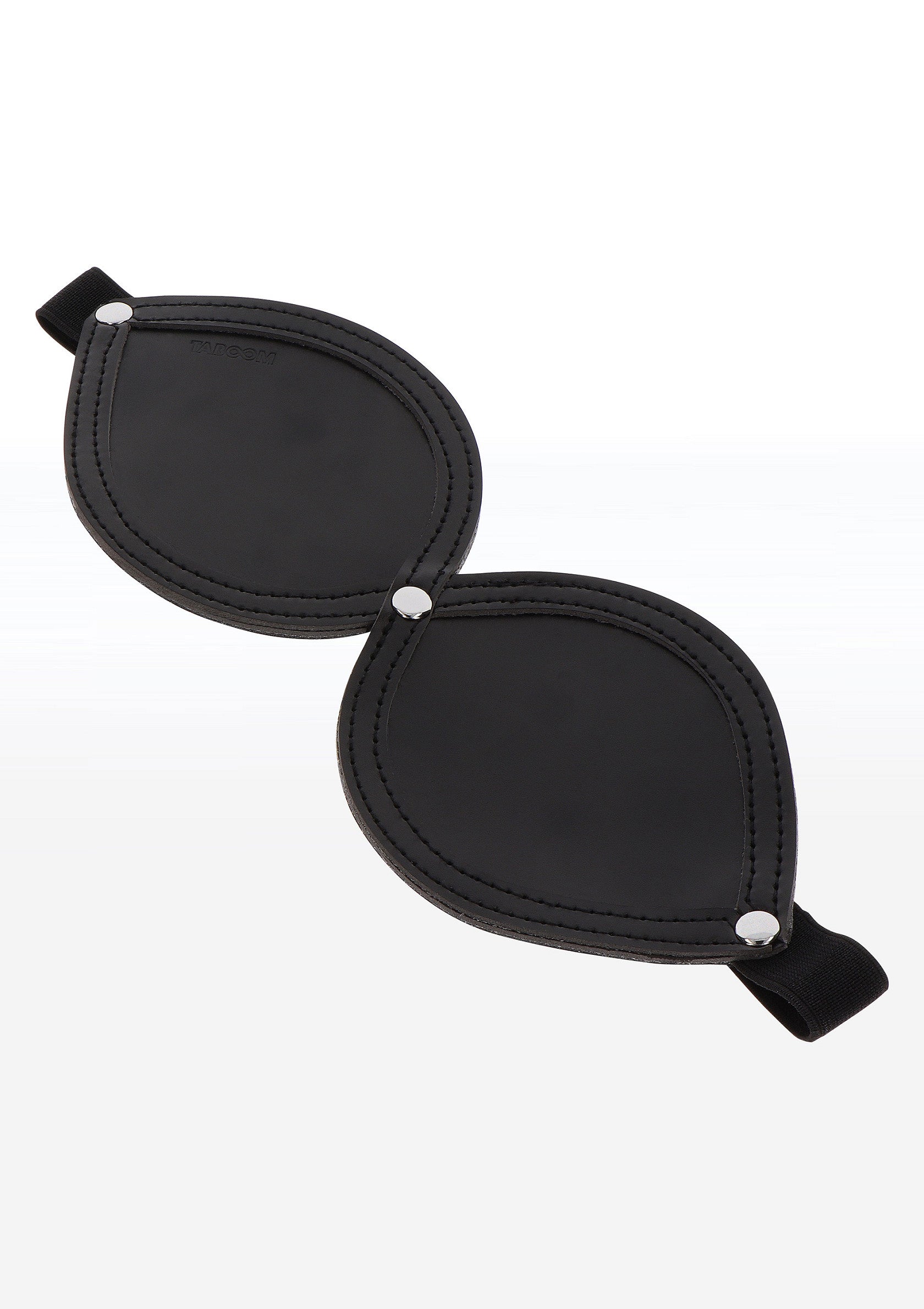 Masque de sommeil en cuir noir avec attaches réglables, idéal pour le repos et la relaxation.; Zwart leren slaapmasker met verstelbare bandjes, ideaal voor rust en ontspanning.; Black leather sleep mask with adjustable straps, ideal for rest and relaxation.