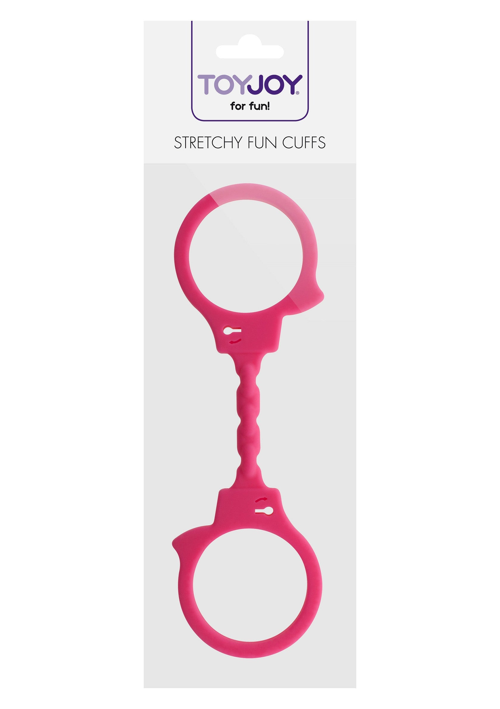Menottes extensibles roses ToyJoy pour plus de fun et de fantaisie dans vos jeux coquins.; ToyJoy rekbare roze handboeien voor extra plezier en fantasie in uw stoutste spelletjes.; ToyJoy stretchy pink cuffs for extra fun and fantasy in your naughty games.