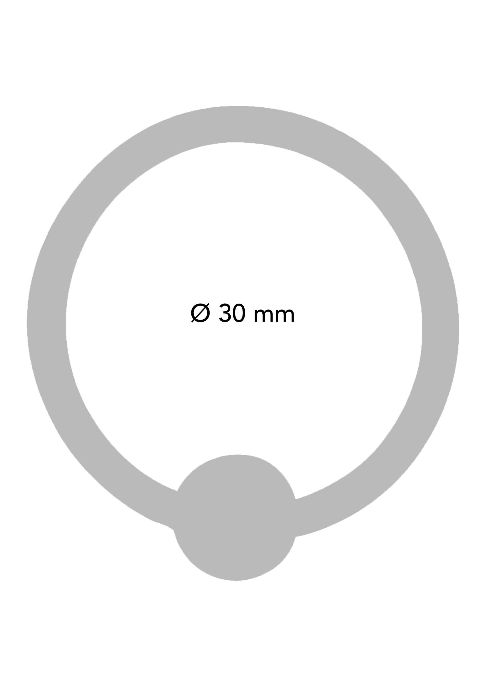 Anneau de piercing 30 mm avec boule, idéal pour un style unique et confortable. Acier chirurgical disponible.; 30 mm piercing ring met bal, perfect voor een unieke en comfortabele stijl. Chirurgisch staal beschikbaar.; 30 mm piercing ring with ball, perfect for a unique & comfortable style. Surgical steel available.