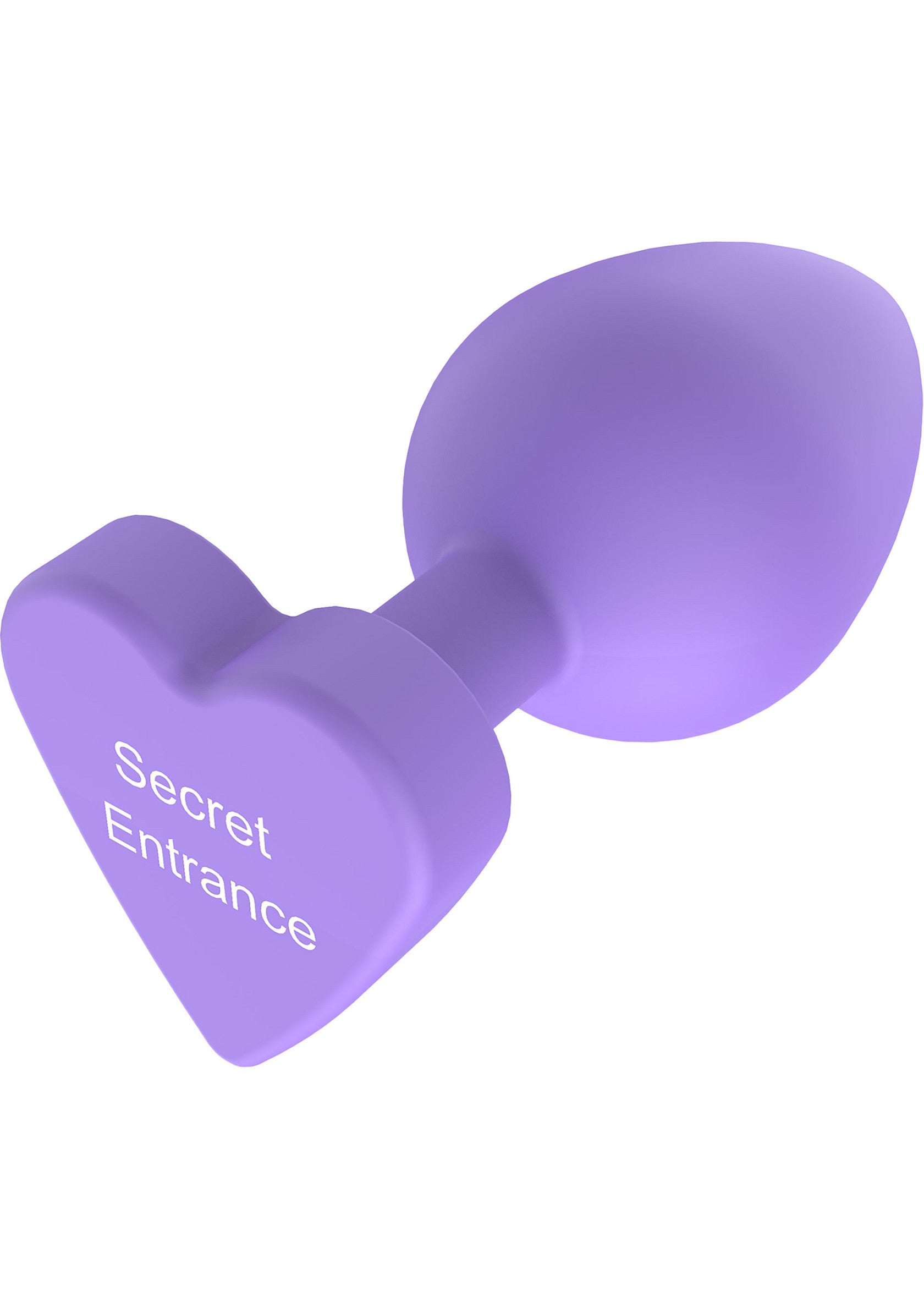 Plug anal violet en forme de cœur avec l'inscription 'Secret Entrance'. Plaisir et exploration garantis !; Paarse anaalplug in hartvorm met 'Secret Entrance' label. Plezier en ontdekking gegarandeerd!; Purple heart-shaped anal plug with 'Secret Entrance' label. Pleasure and exploration guaranteed!