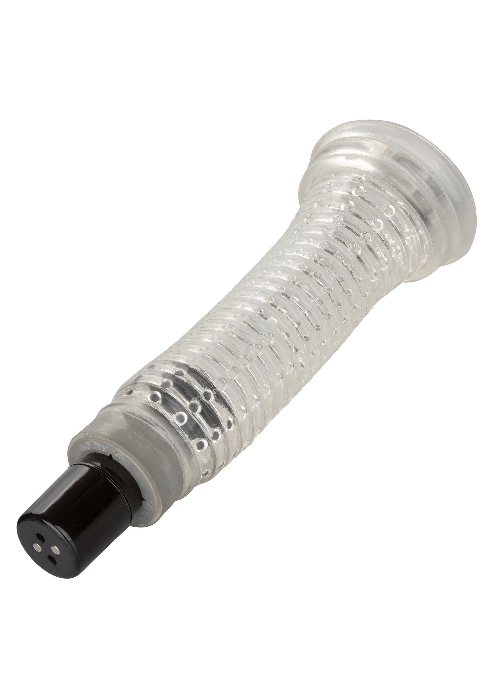Manchon de masturbation transparent avec extrémité noire pour un plaisir intense.; Transparante masturbatie sleeve met zwarte punt voor intens genot.; Clear masturbation sleeve with black tip for intense pleasure.