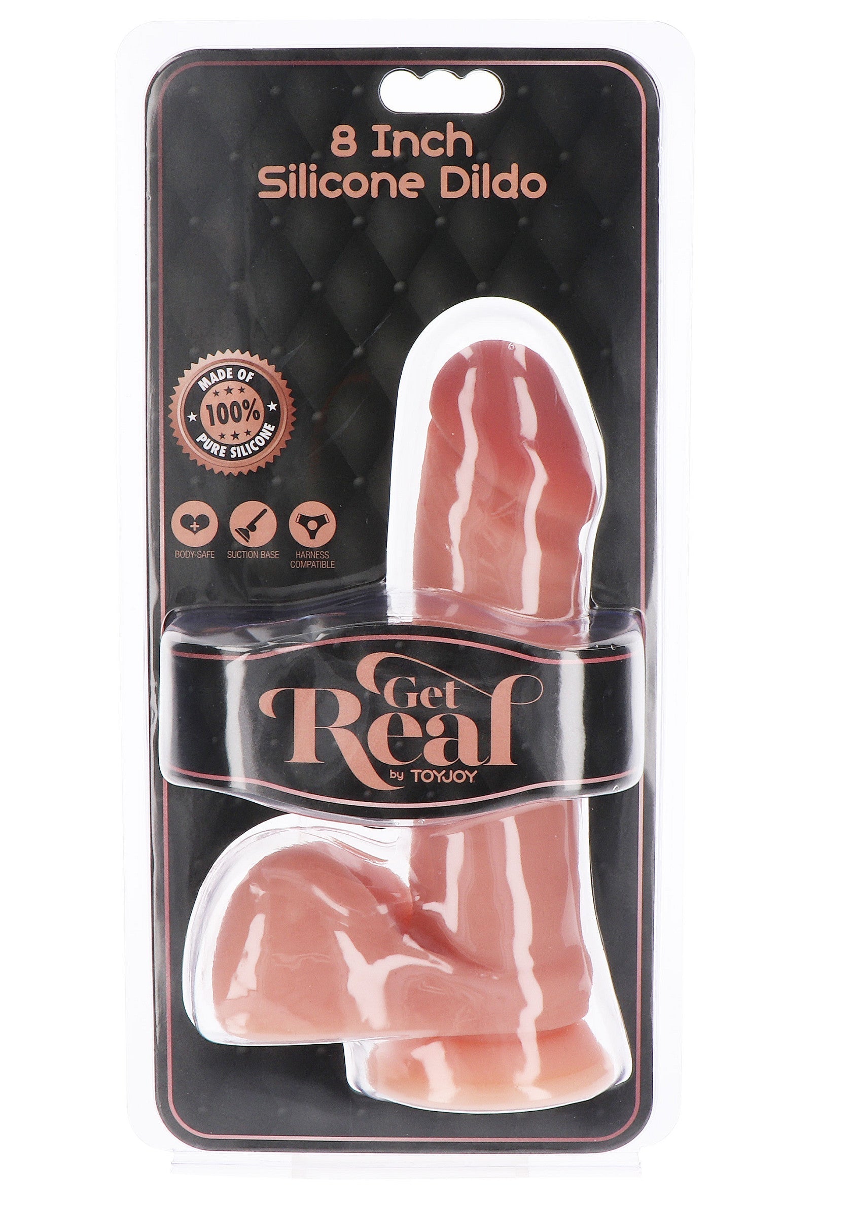 Gode en silicone de 20 cm, réaliste, pour un plaisir intense et sûr. Matériau de qualité supérieure.; 20 cm siliconen dildo voor intens en veilig plezier. Hoogwaardig materiaal. Realistisch ontwerp.; 8 Inch realistic silicone dildo for intense pleasure. Premium material, phthalate-free. Get Real by ToyJoy.