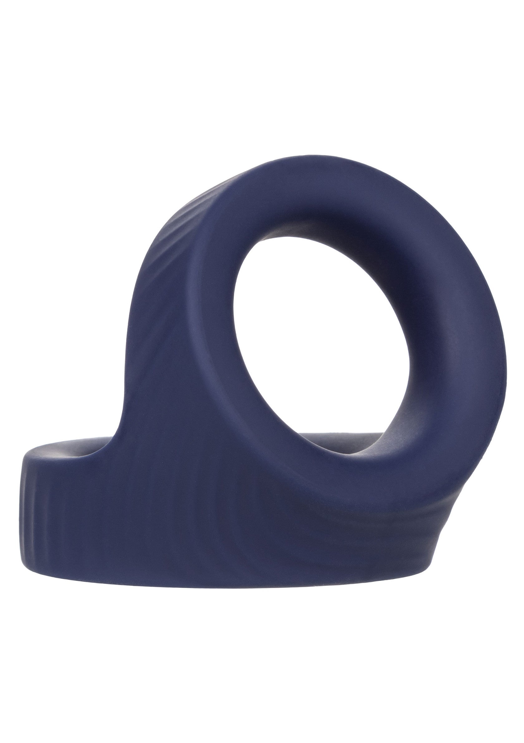 Anneau pénien texturé bleu marine pour plus de plaisir et de performance.; Marineblauwe getextureerde penisring voor meer plezier en prestaties.; Navy blue textured cock ring for enhanced pleasure and performance.