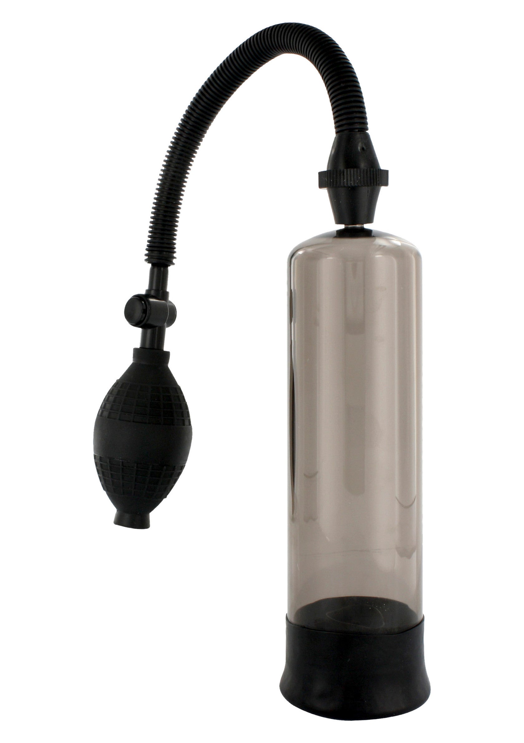 Pompe à pénis noire avec cylindre transparent pour un plaisir intense et une confiance accrue.; Zwarte penispomp met transparante cilinder voor intens plezier en meer zelfvertrouwen.; Black penis pump with clear cylinder for intense pleasure and enhanced confidence.