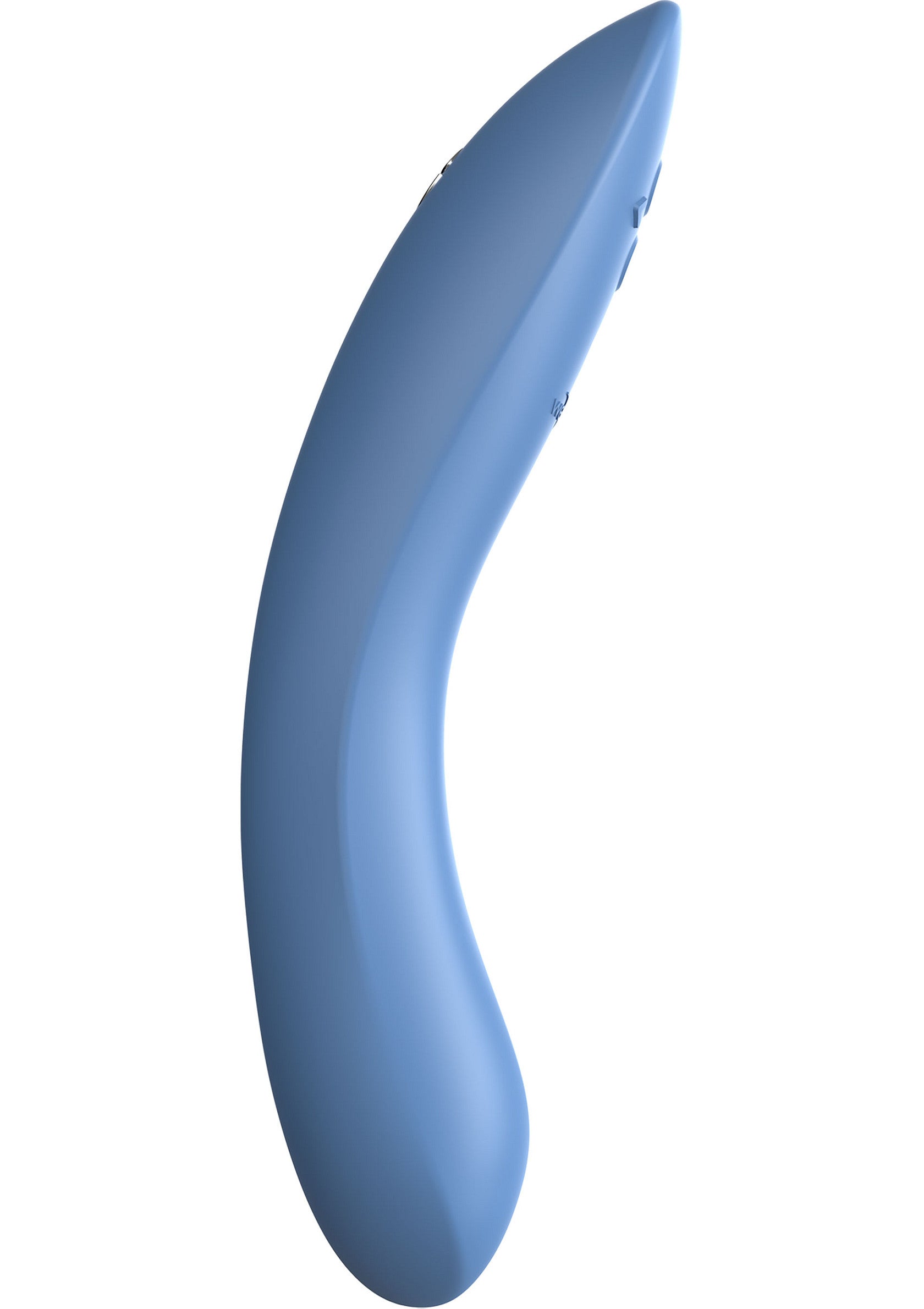 Masseur personnel incurvé bleu pour des moments de plaisir intimes et de détente.; Blauwe gebogen persoonlijke stimulator voor intieme plezier- en ontspanningsmomenten.; Blue curved personal massager for intimate pleasure and relaxation moments.