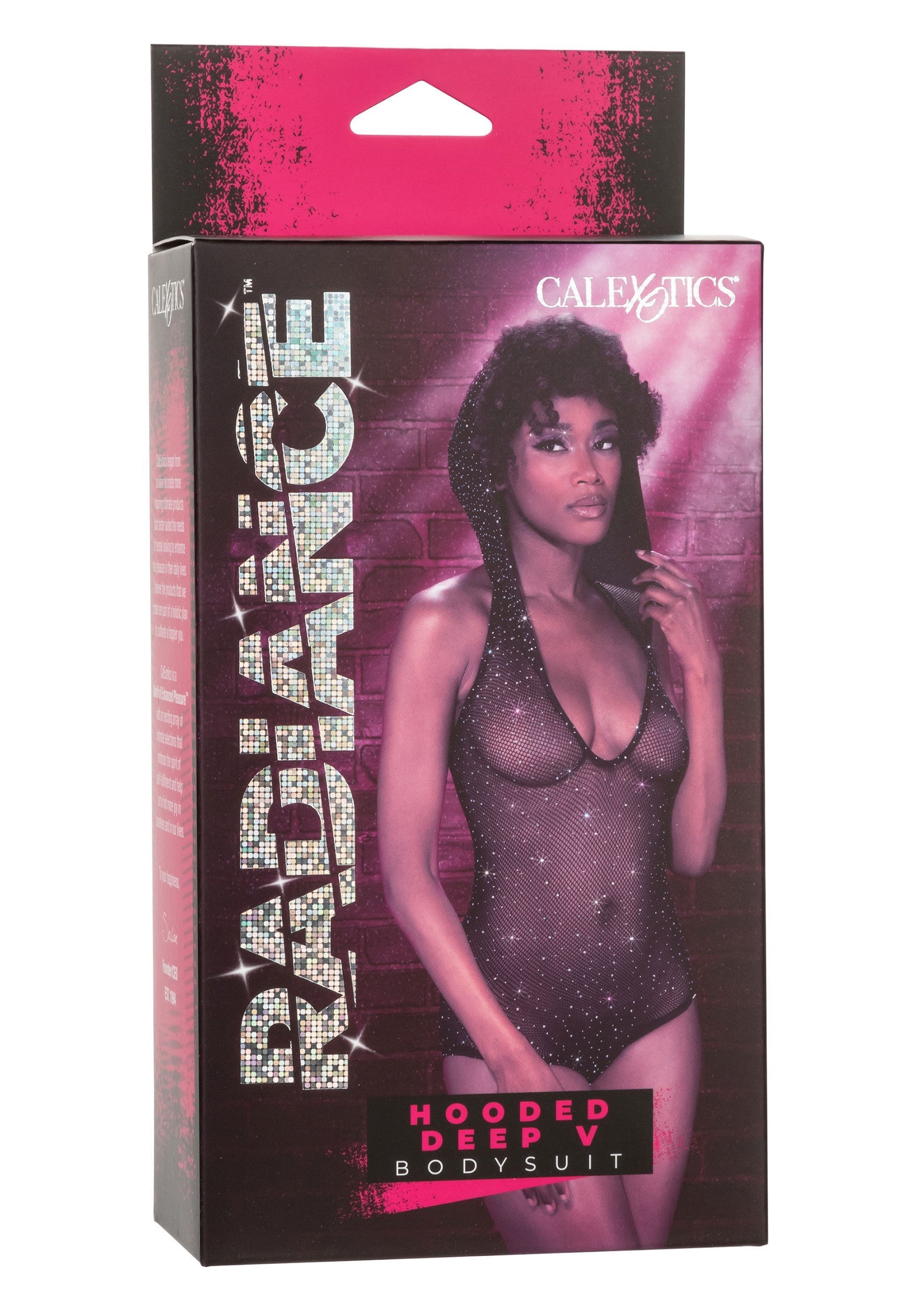 Body à capuche décolleté en V 'Radiance' de Calexotics. Lingerie glamour et séduisante.; Calexotics 'Radiance' hooded deep V bodysuit. Glamoureuze en verleidelijke lingerie.; Calexotics 'Radiance' hooded deep V bodysuit. Glamorous and seductive lingerie.