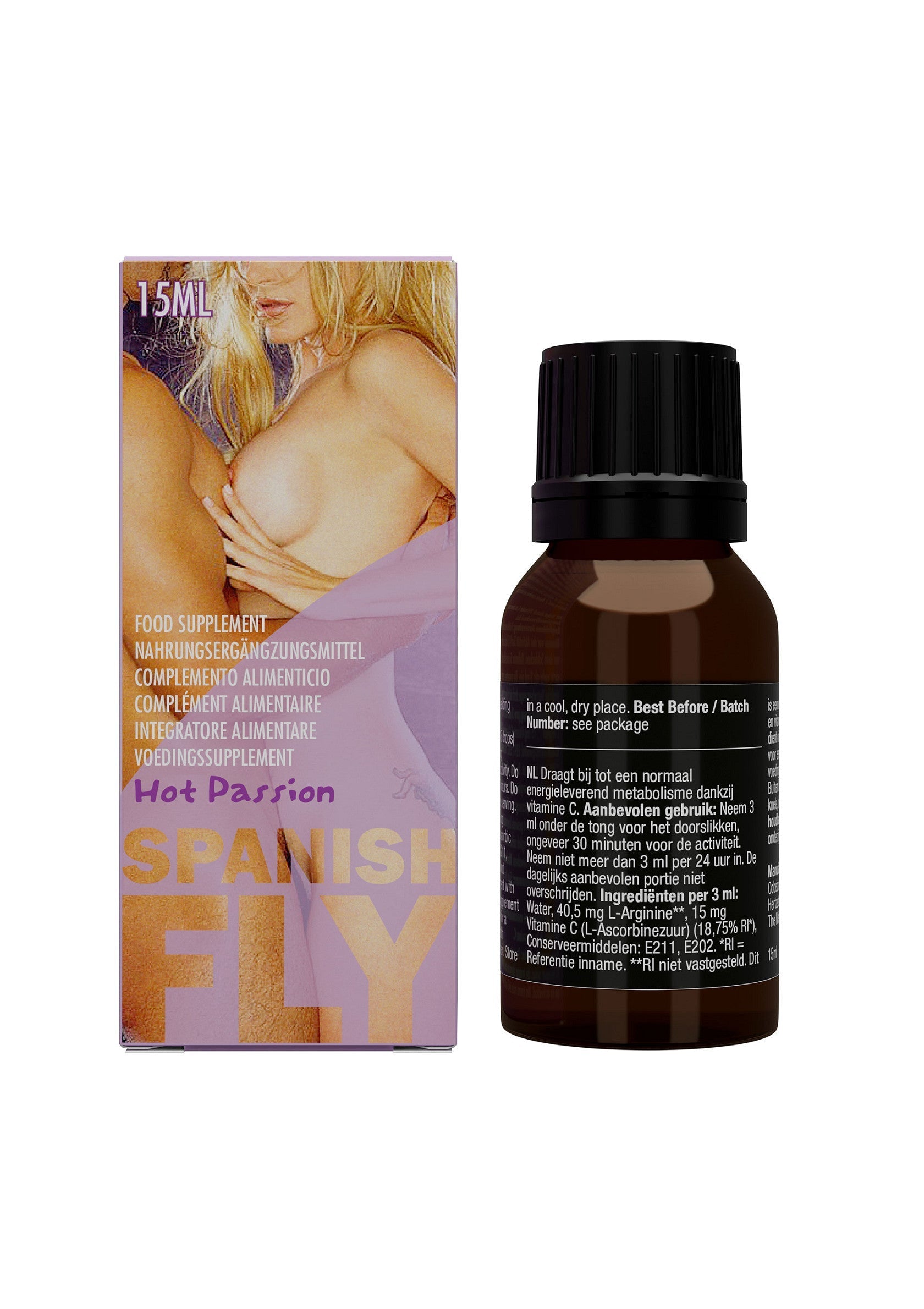 Spanish Fly Hot Passion, complément alimentaire stimulant pour une libido intense. Découvrez le désir et l'excitation !; Spanish Fly Hot Passion, voedingssupplement voor een intense libido. Ontdek verlangen en opwinding!; Spanish Fly Hot Passion, dietary supplement for an intense libido. Discover desire and excitement!