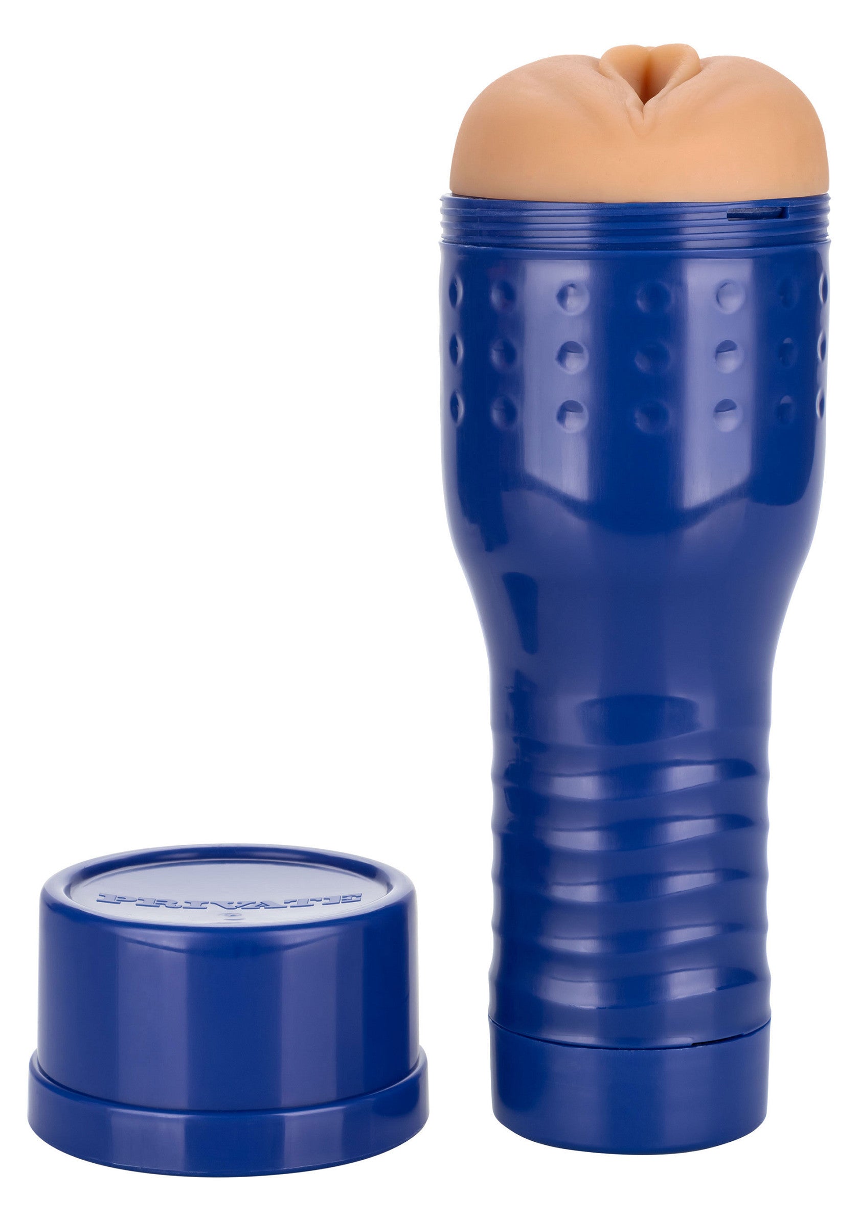 Manchon de masturbation texturé bleu et chair pour une expérience intense et réaliste.; Blauwe en huidkleurige masturbatie sleeve met textuur voor een intense en realistische ervaring.; Blue and flesh-toned textured masturbation sleeve for an intense and realistic experience.