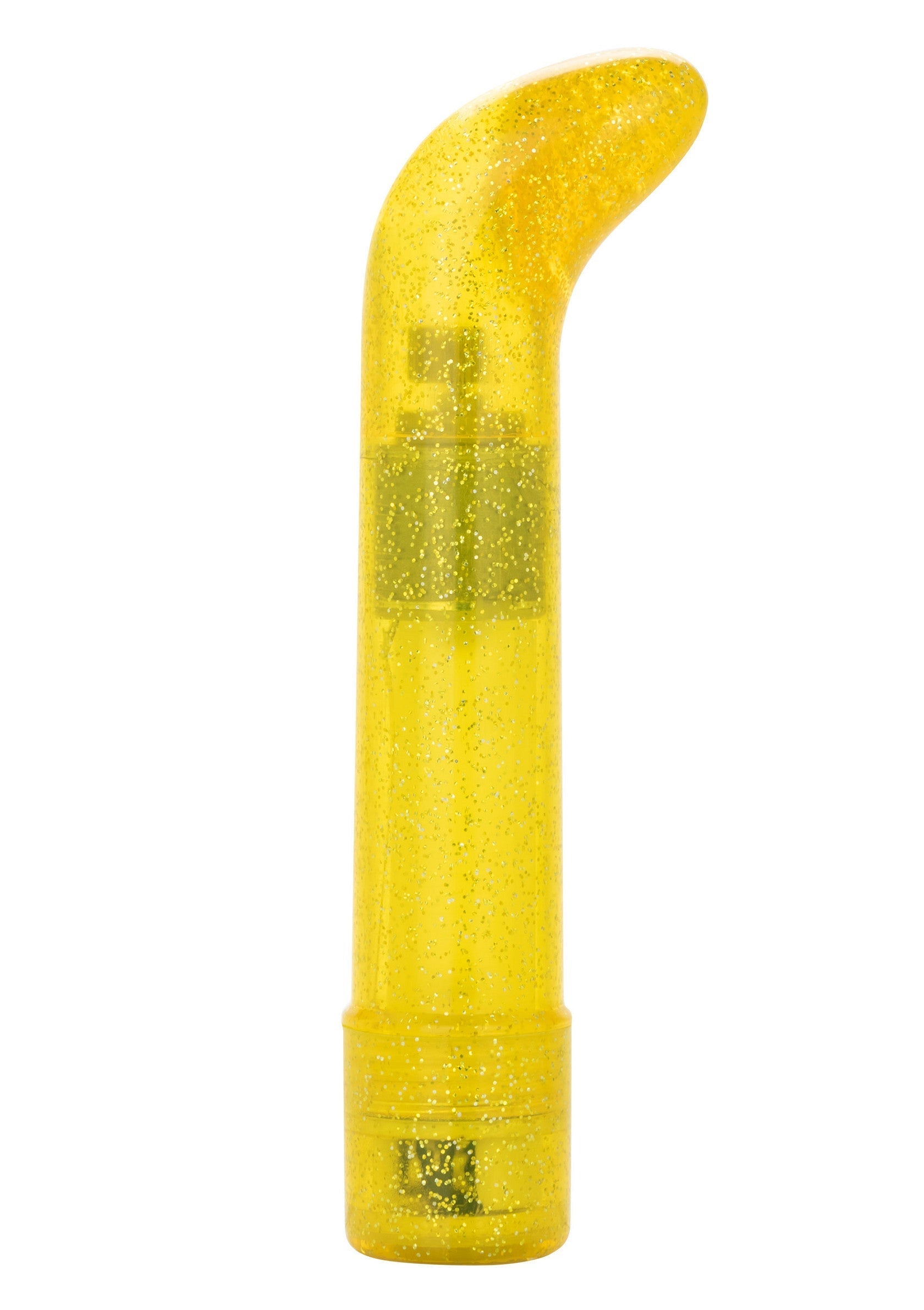 Vibromasseur jaune incurvé pour le plaisir personnel.; Gele gebogen vibrator voor persoonlijk plezier.; Yellow curved vibrator for personal pleasure.