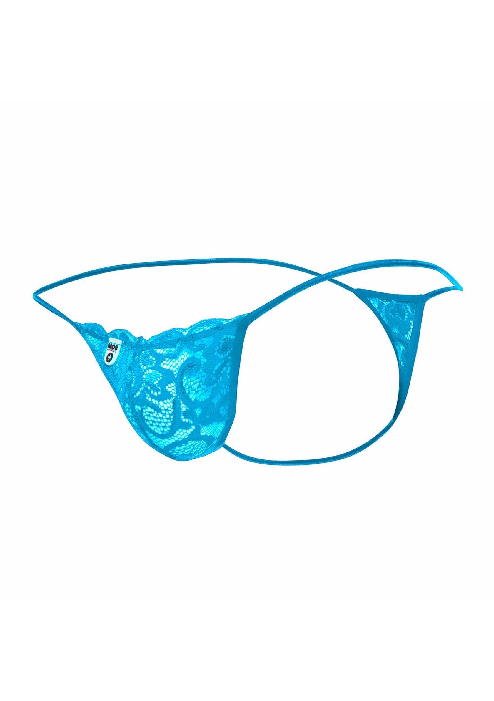 String en dentelle turquoise pour femme. Lingerie séduisante et confortable.; Turquoise string van kant voor dames. Verleidelijk en comfortabel ondergoed.; Turquoise lace thong for women. Seductive and comfortable lingerie.