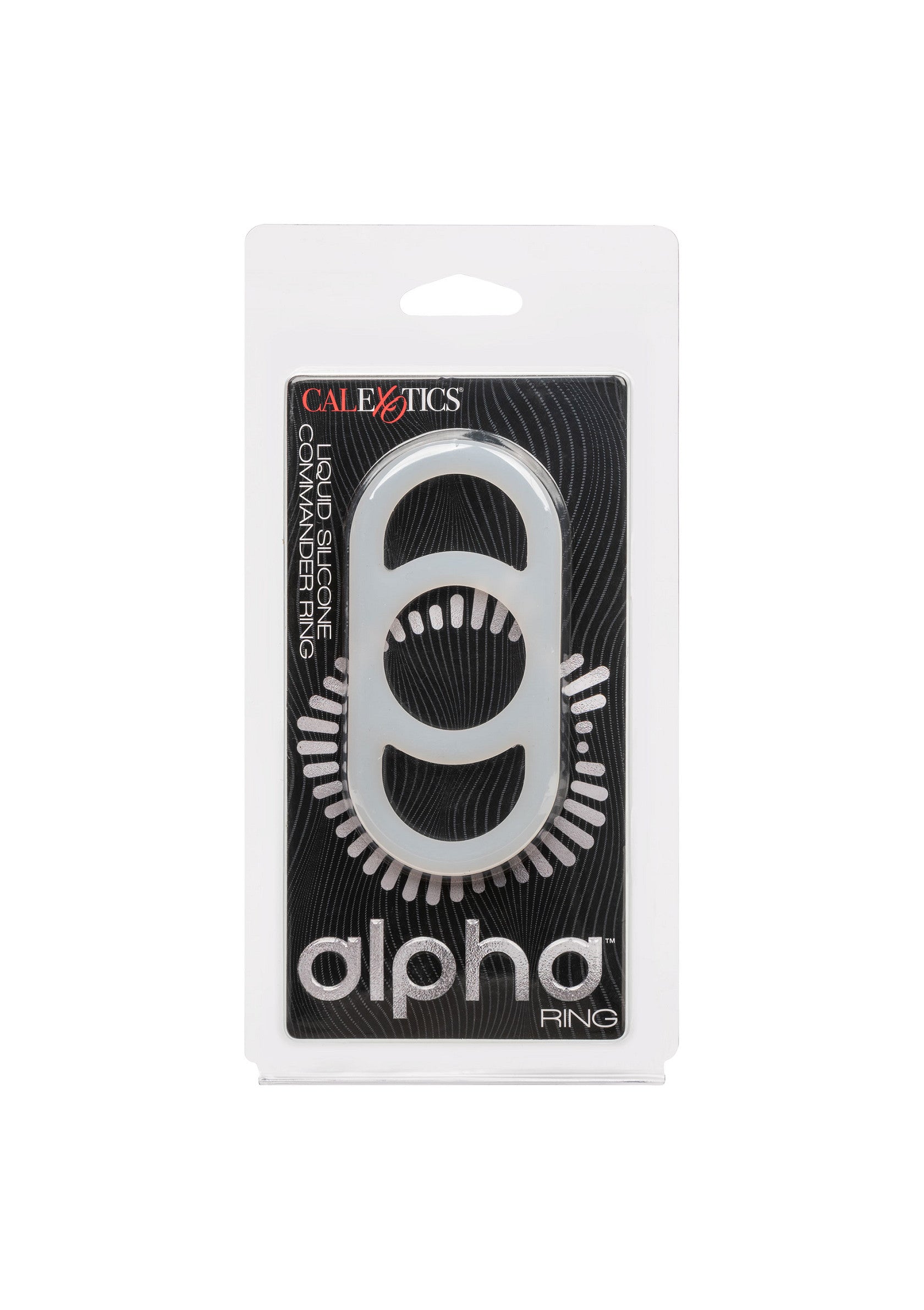Anneau pénien CalExotics Alpha pour des sensations intenses et un plaisir prolongé.; CalExotics Alpha penisring voor intense sensaties en langdurig plezier.; CalExotics Alpha cock ring for intense sensations and prolonged pleasure.