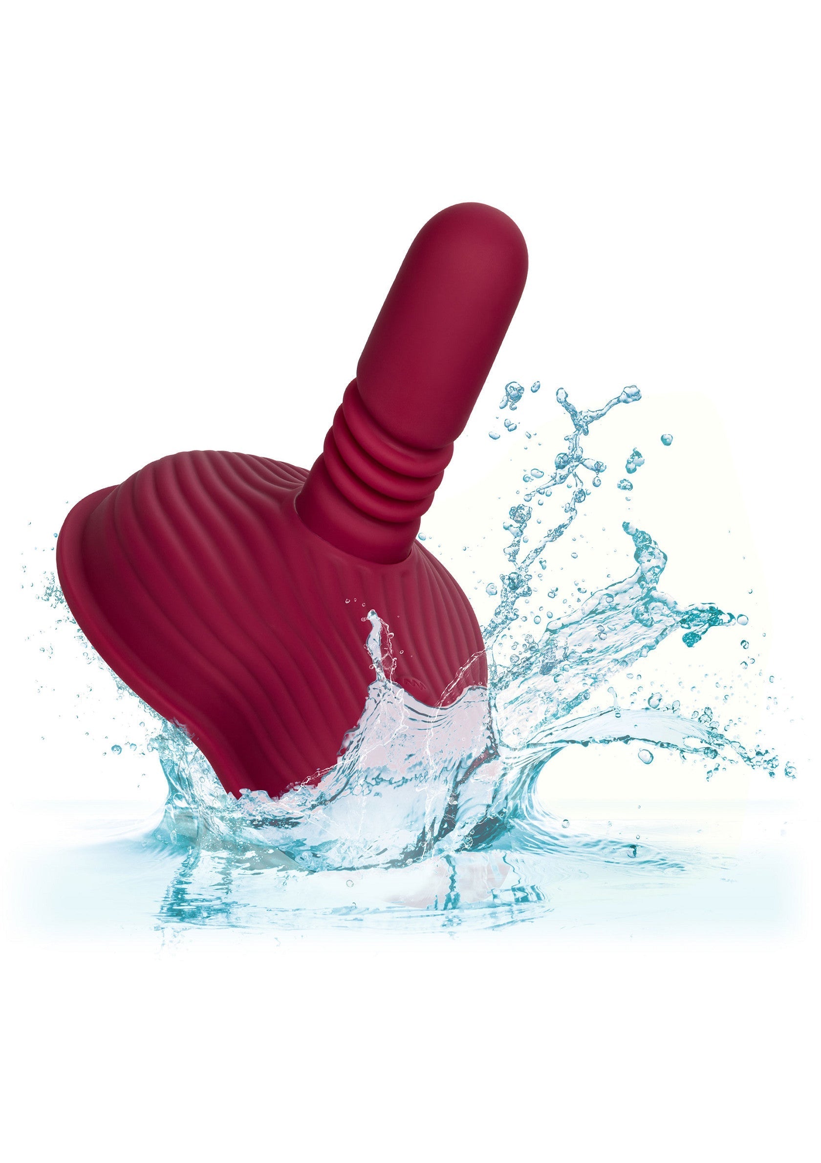 Masseur personnel étanche rouge avec des éclaboussures pour un plaisir ultime.; Waterdichte rode persoonlijke stimulator met waterspetters voor ultiem genot.; Waterproof red personal massager with splashing water for ultimate pleasure.