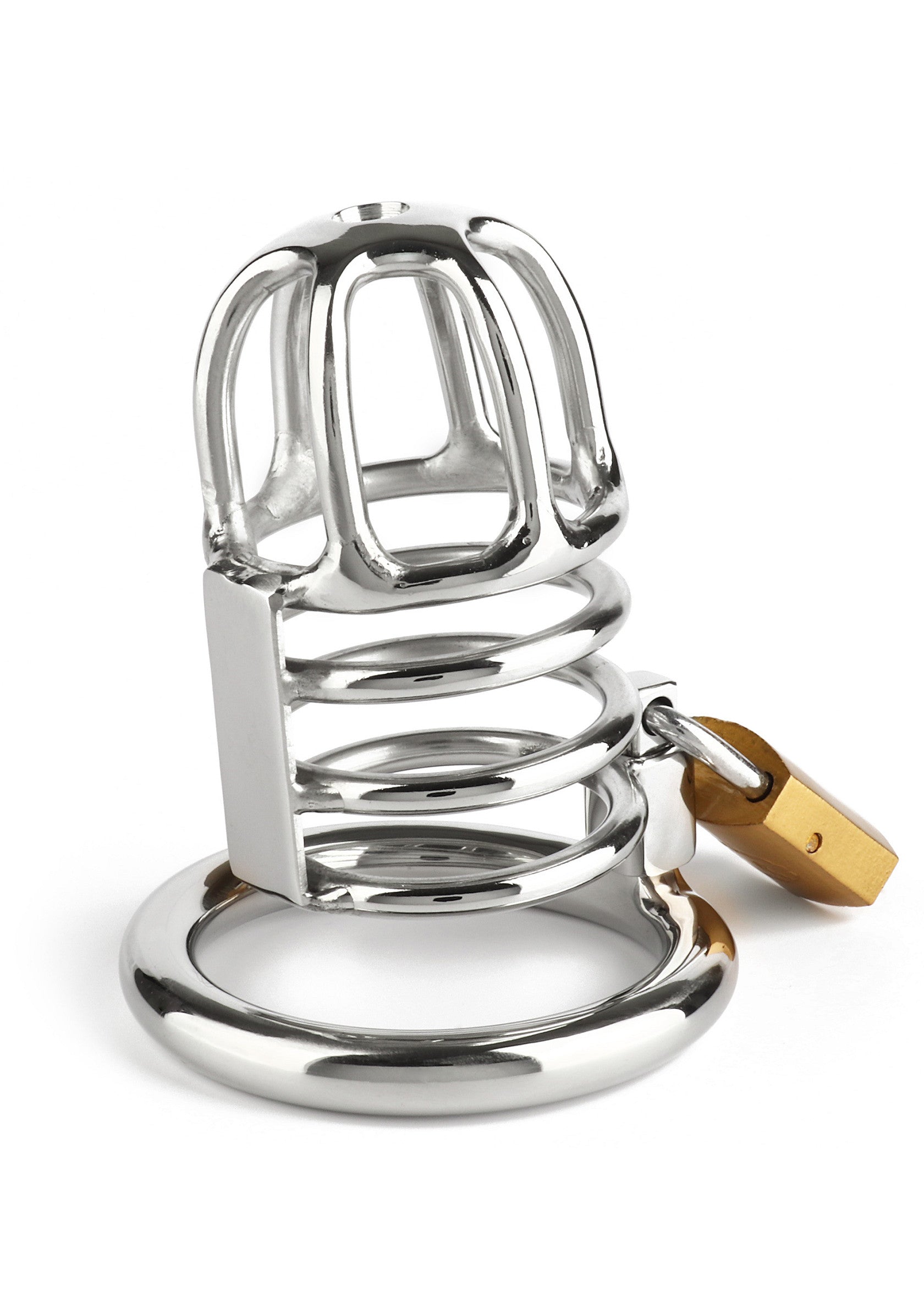 Ceinture de chasteté métallique avec cadenas pour homme. Dispositif de chasteté en acier inoxydable.; Metalen kuisheidsgordel met slot voor mannen. Roestvrijstalen kuisheidsapparaat.; Metal chastity cage with lock for men. Stainless steel chastity device.