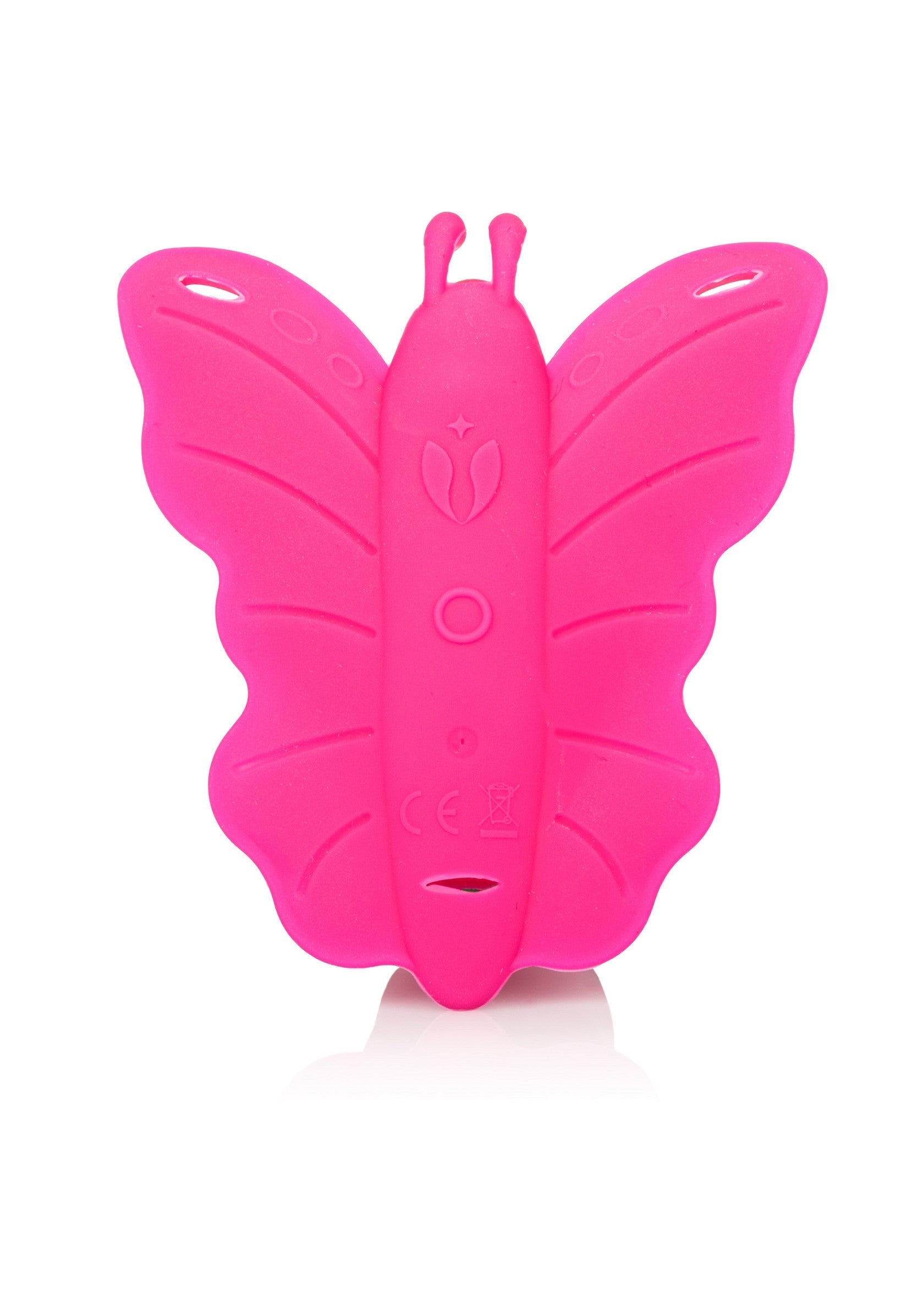 Vibromasseur papillon rose vibrant pour plaisir solo ou en couple. Discret et rechargeable, parfait pour les voyages.; Vibrerende roze vlinder vibrator voor solo- of koppelplezier. Discreet en oplaadbaar, perfect voor op reis.; Vibrating pink butterfly vibrator for solo or couple play. Discreet and rechargeable, perfect for travel.
