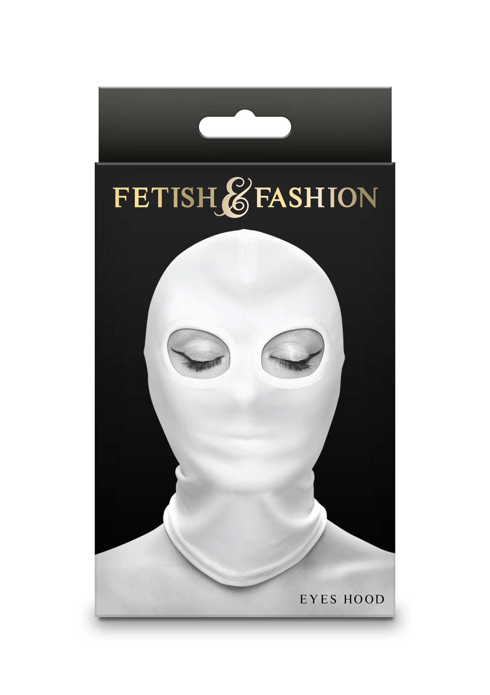 Capuche fétichiste blanche avec ouvertures pour les yeux, pour un look mystérieux et audacieux. Explorez votre côté obscur !; Witte fetish kap met oogopeningen, voor een mysterieuze en gedurfde look. Verken je donkere kant!; White fetish hood with eye openings, for a mysterious and daring look. Explore your dark side!