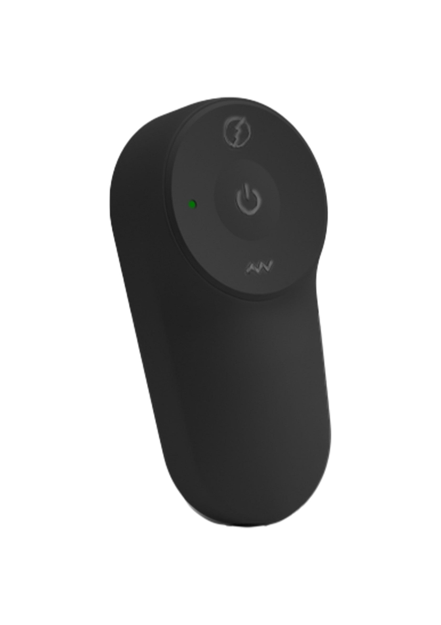 Télécommande noire avec bouton d'alimentation et indicateur LED, idéale pour contrôler vos appareils électroniques.; Zwarte afstandsbediening met aan/uit-knop en LED-indicator, ideaal voor het bedienen van uw elektronische apparaten.; Black remote control with power button and LED indicator, perfect for controlling your electronic devices.