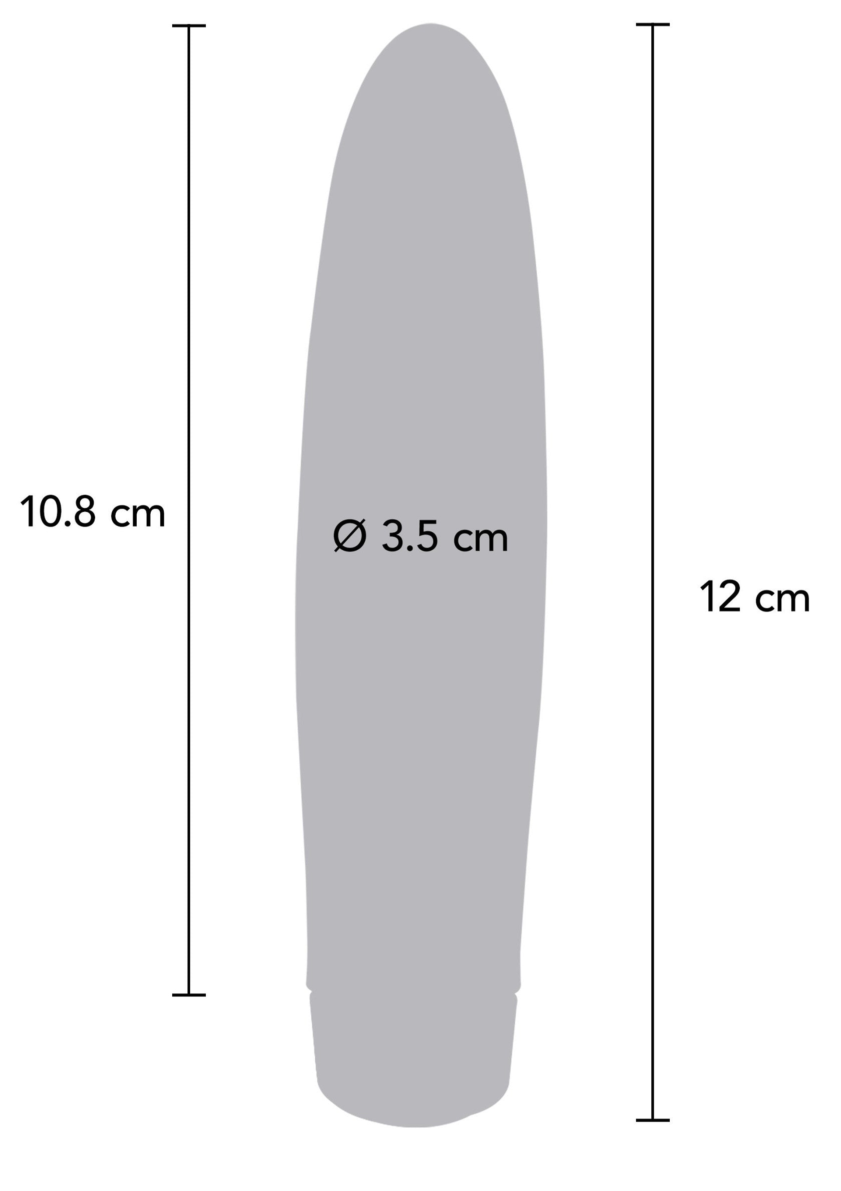 Schéma des dimensions: hauteur 10.8-12cm, diamètre 3.5cm. Parfait pour vérifier si cet article convient à votre espace.; Afmetingsschema: hoogte 10.8-12cm, diameter 3.5cm. Perfect om te controleren of dit artikel in uw ruimte past.; Dimensions schematic: Height 10.8-12cm, diameter 3.5cm. Perfect to check if this item fits your space.