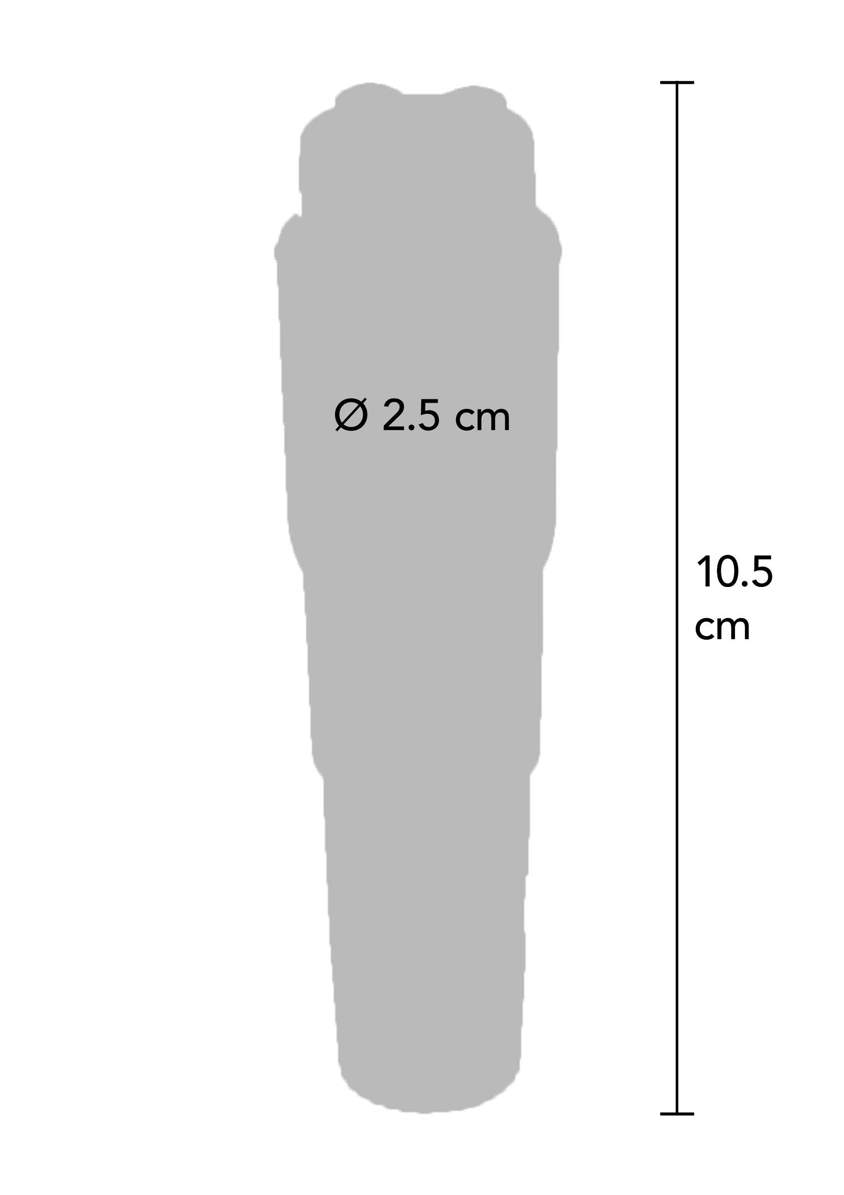 Dimensions du produit: diamètre 2.5cm, hauteur 10.5cm. Image des dimensions du produit.; Productafmetingen: diameter 2.5cm, hoogte 10.5cm. Afbeelding van de productafmetingen.; Product dimensions: diameter 2.5cm, height 10.5cm. Image of product dimensions.
