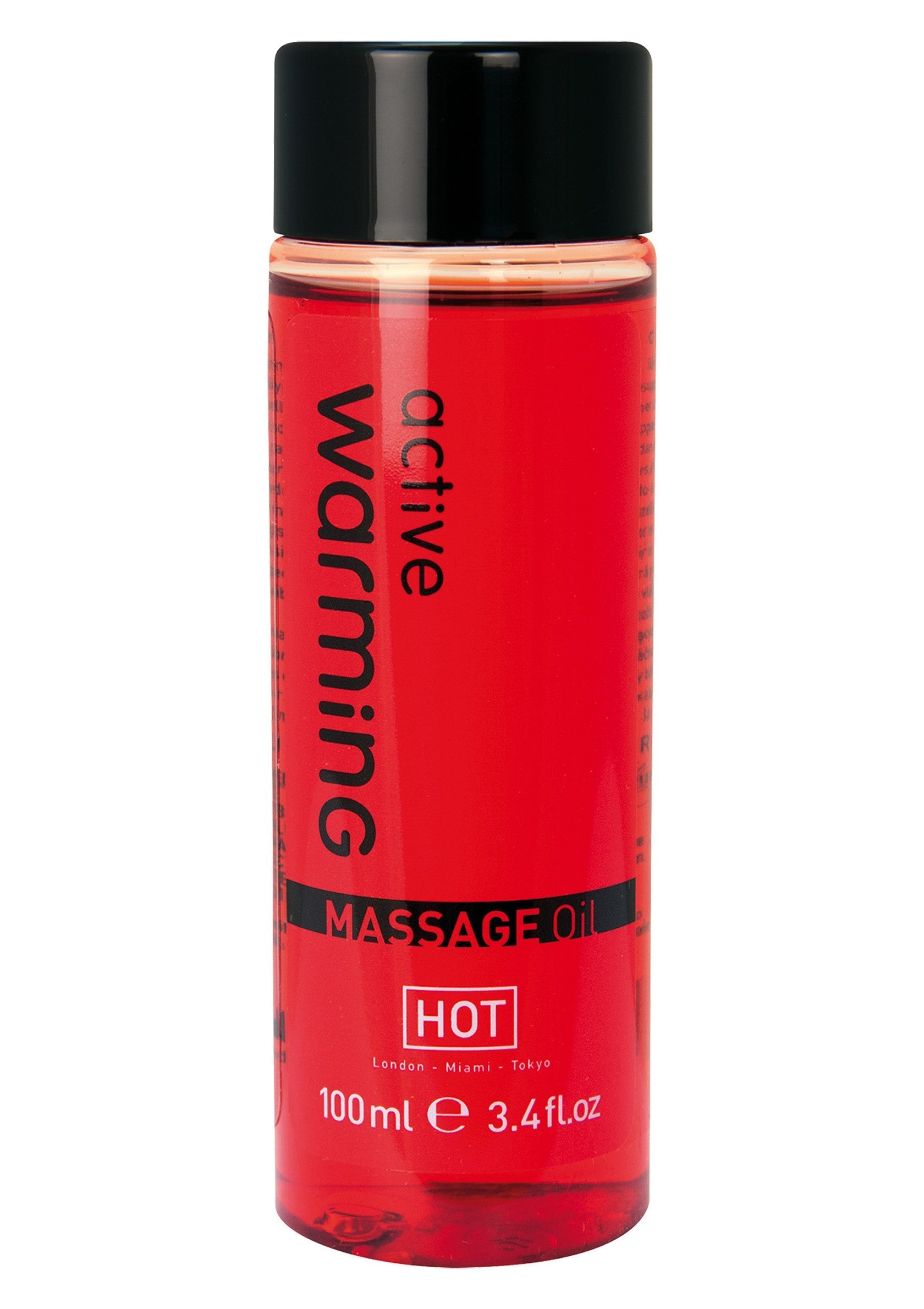 Huile de massage chauffante 'active warming' 100ml pour une expérience sensuelle et relaxante.; Actieve verwarmende massageolie 100ml voor een sensuele en ontspannende ervaring.; 100ml 'Active Warming' massage oil for a sensual and relaxing experience. Warming effect.