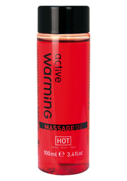 Huile de massage chauffante 'active warming' 100ml pour une expérience sensuelle et relaxante.; Actieve verwarmende massageolie 100ml voor een sensuele en ontspannende ervaring.; 100ml 'Active Warming' massage oil for a sensual and relaxing experience. Warming effect.