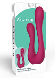 Vibrateur Koroon Sync Sensation pour un plaisir double et continu. Découvrez une nouvelle dimension du plaisir intime. ; Koroon Sync Sensation vibrator voor dubbel en continu genot. Ontdek een nieuwe dimensie van intiem genot.; Koroon Sync Sensation vibrator for dual, continuous pleasure. Discover a new dimension of intimate enjoyment.
