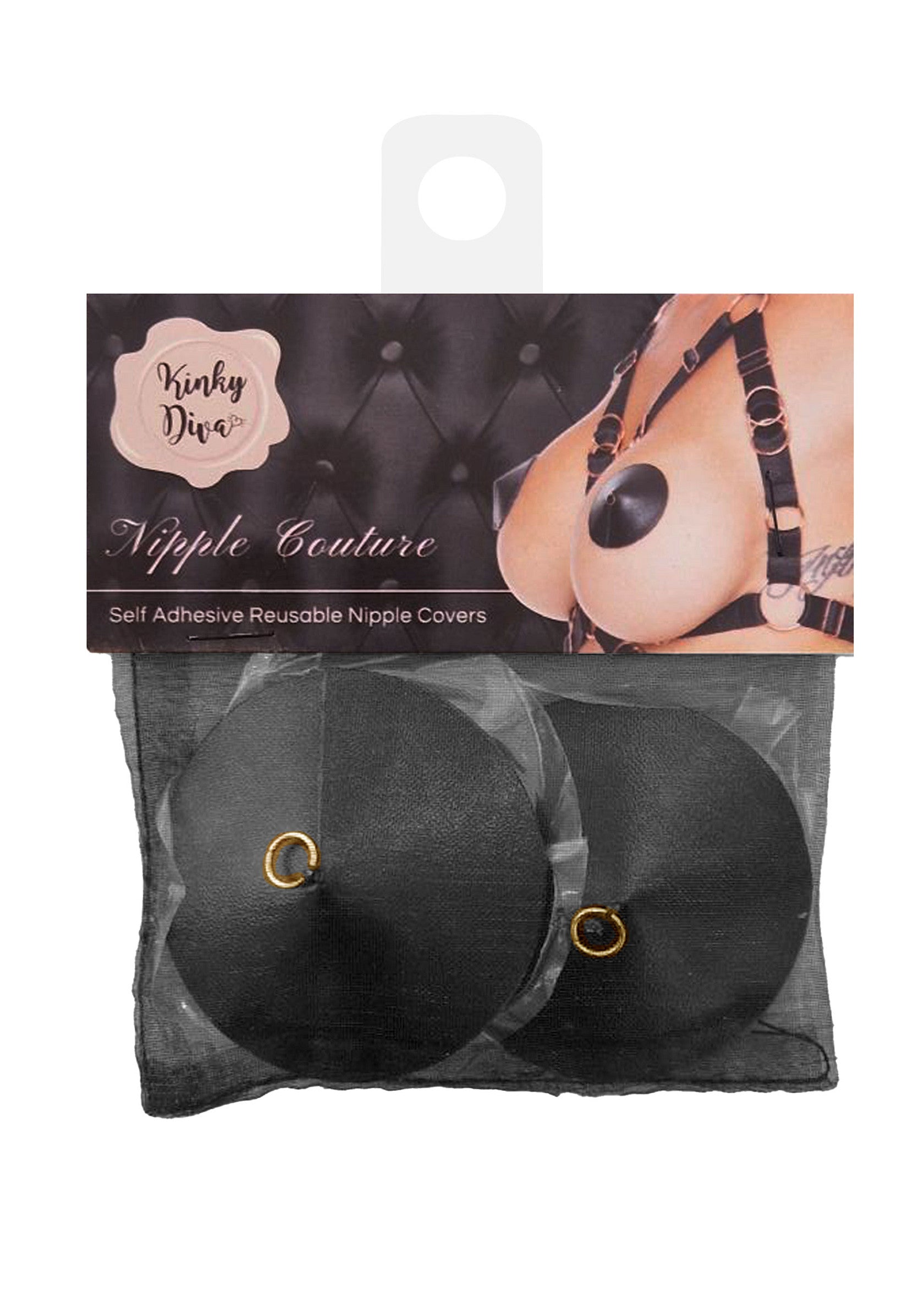 Kinky Diva PU Leather Nipple Covers Ring
