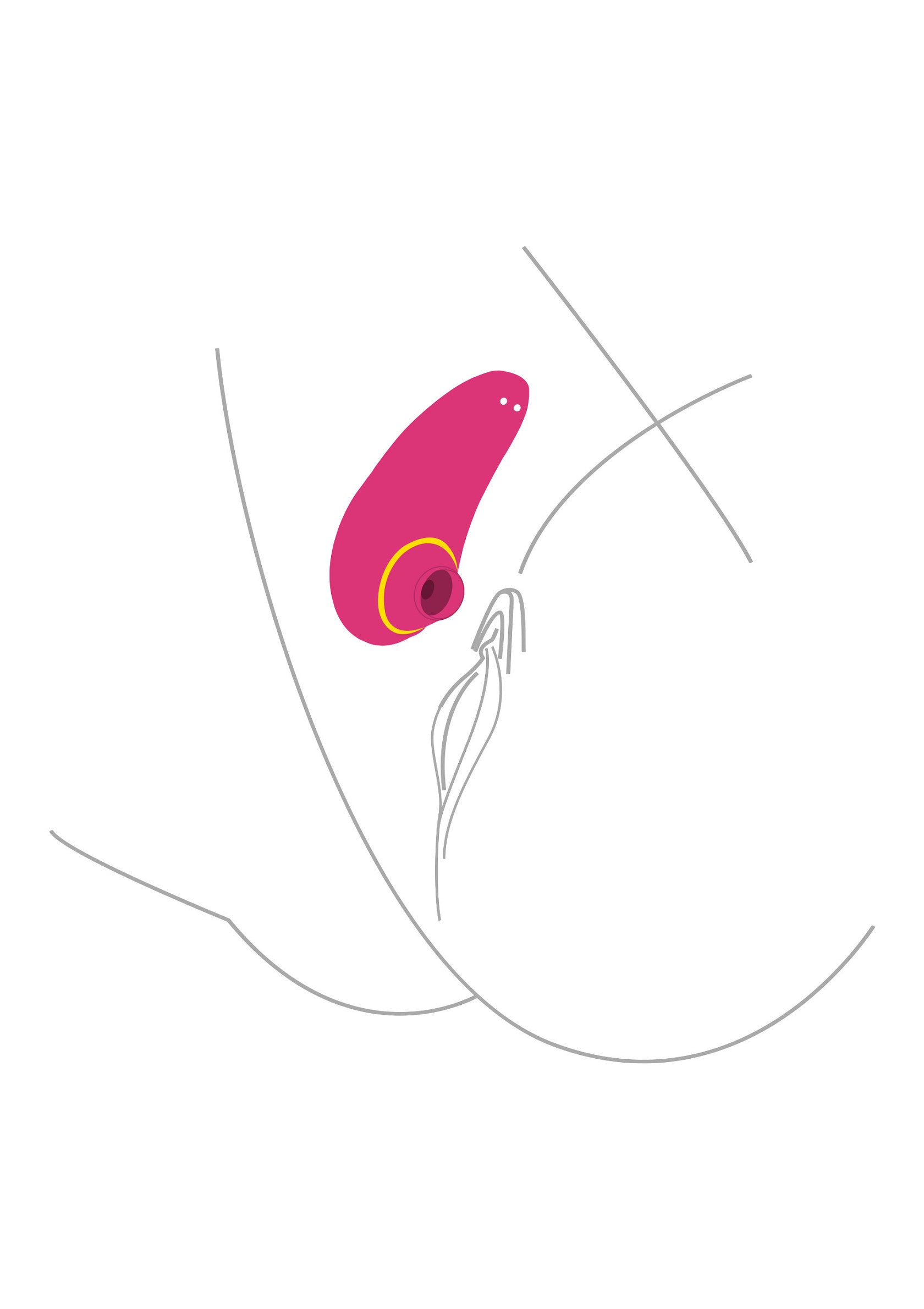 Illustration d'un stimulateur clitoridien rose, pour le plaisir intime et l'exploration sensuelle.; Illustratie van een roze clitorisstimulator, voor intiem genot en sensuele verkenning.; Illustration of a pink clitoral stimulator, for intimate pleasure and sensual exploration.