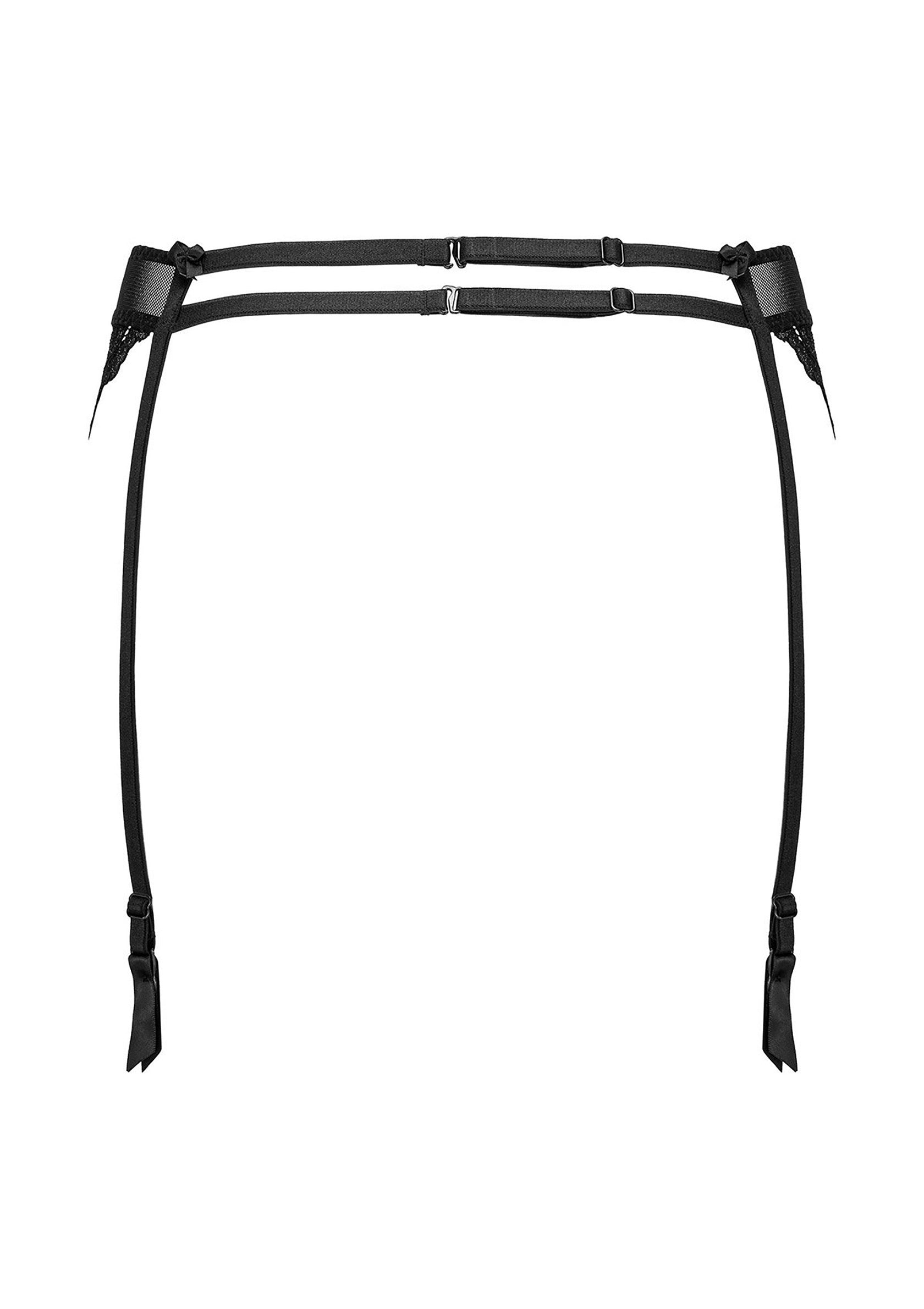 Jarretière noire élégante. Accessoire de lingerie pour un look séduisant et raffiné.; Elegante zwarte kousenband. Lingerieaccessoire voor een verleidelijke en verfijnde look.; Elegant black garter belt. Lingerie accessory for a seductive and refined look.