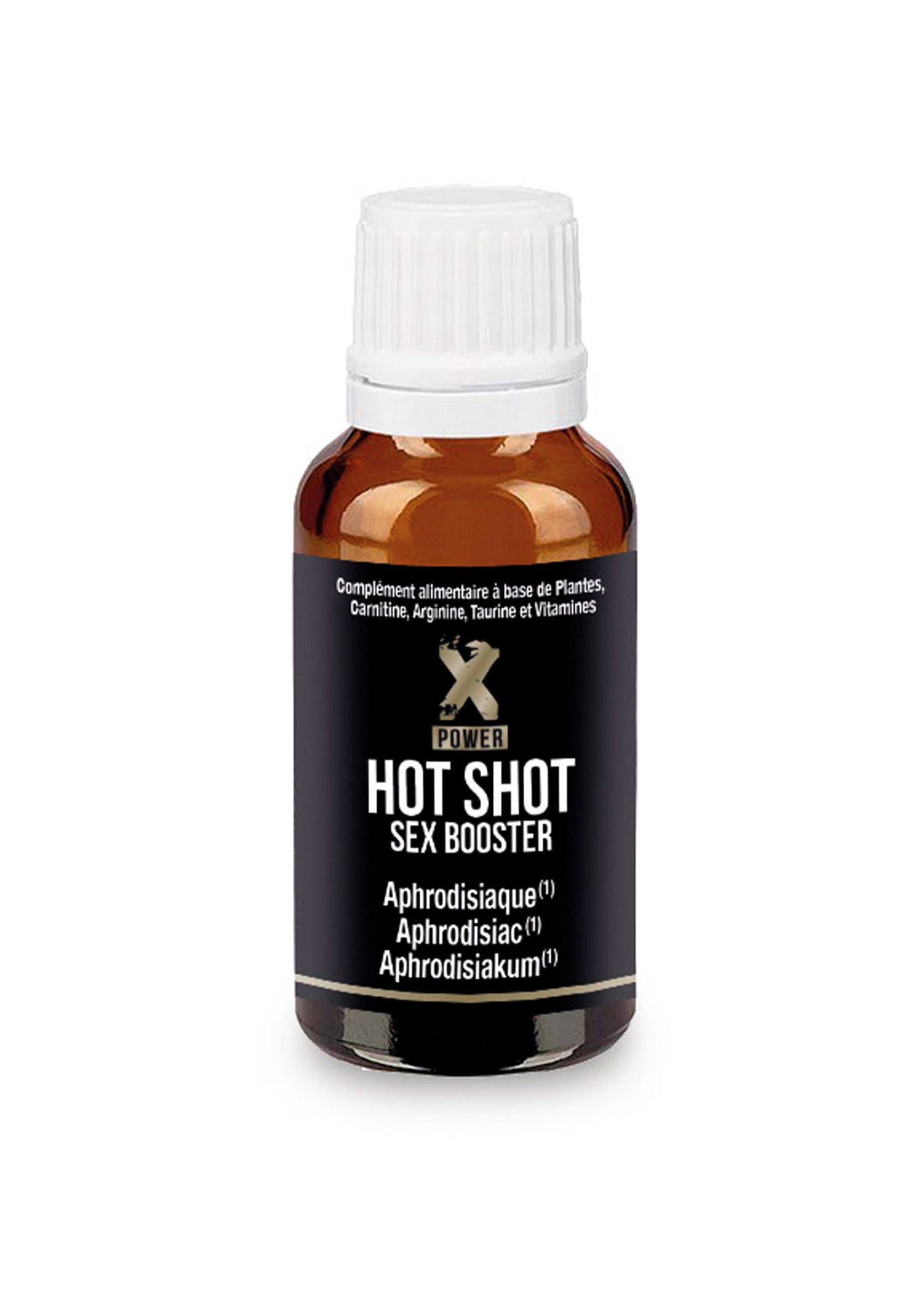 Hot Shot Sex Booster: aphrodisiaque naturel pour pimenter votre vie amoureuse. Complément alimentaire à base de plantes.; Hot Shot Sex Booster: natuurlijk afrodisiacum om uw liefdesleven te verlevendigen. Voedingssupplement op basis van planten.; Hot Shot Sex Booster: natural aphrodisiac to spice up your love life. Herbal dietary supplement.