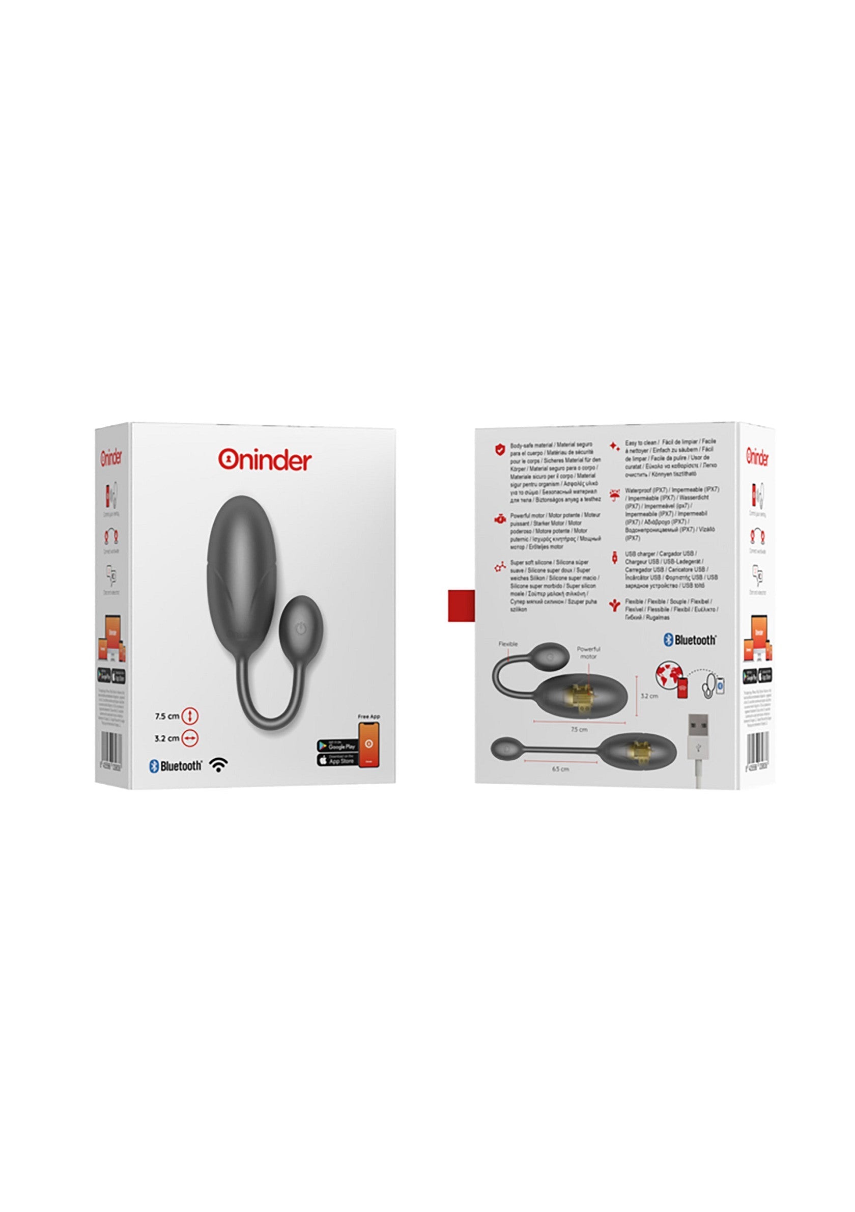 Image d'un produit Oninder, un jouet intime connecté, dans son emballage d'origine.; Afbeelding van een Oninder-product, een verbonden intiem speeltje, in de originele verpakking.; Image of an Oninder product, a connected intimate toy, in its original packaging.