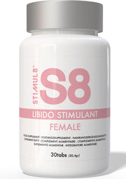 S8 Stimulant Libido Féminin, complément alimentaire pour booster le désir et la performance sexuelle, 30 comprimés; S8 Libido Stimulant voor vrouwen, voedingssupplement om het libido te stimuleren en seksuele prestaties te verbeteren, 30 tabletten; S8 Female Libido Stimulant, a food supplement to boost desire and sexual performance for women, 30 tabs